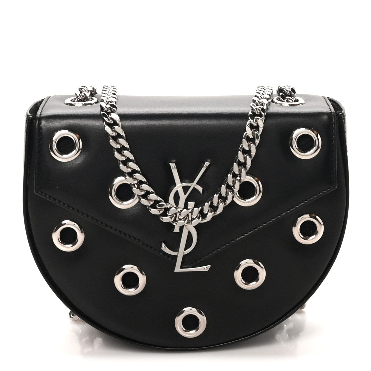 Saint Laurent Box Calfskin Grommet Crossbody Bag Black