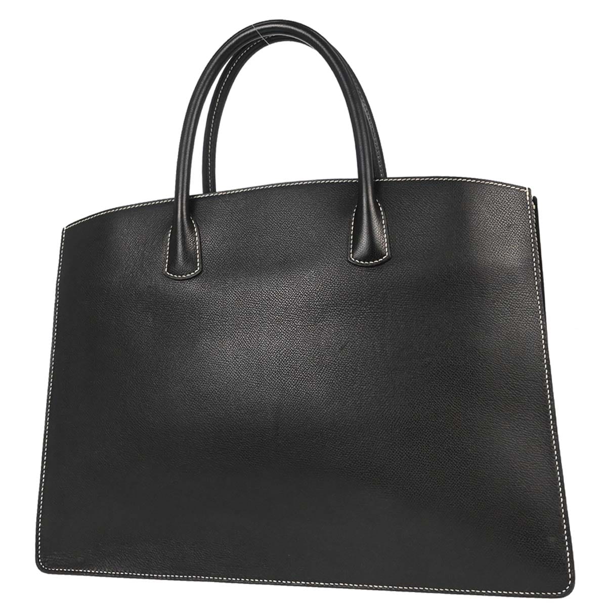 Hermes Black Courchevel White Bus GM Tote Bag