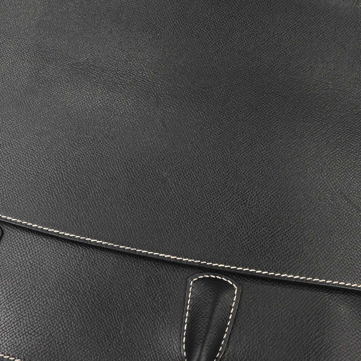 Hermes Black Courchevel White Bus GM Tote Bag