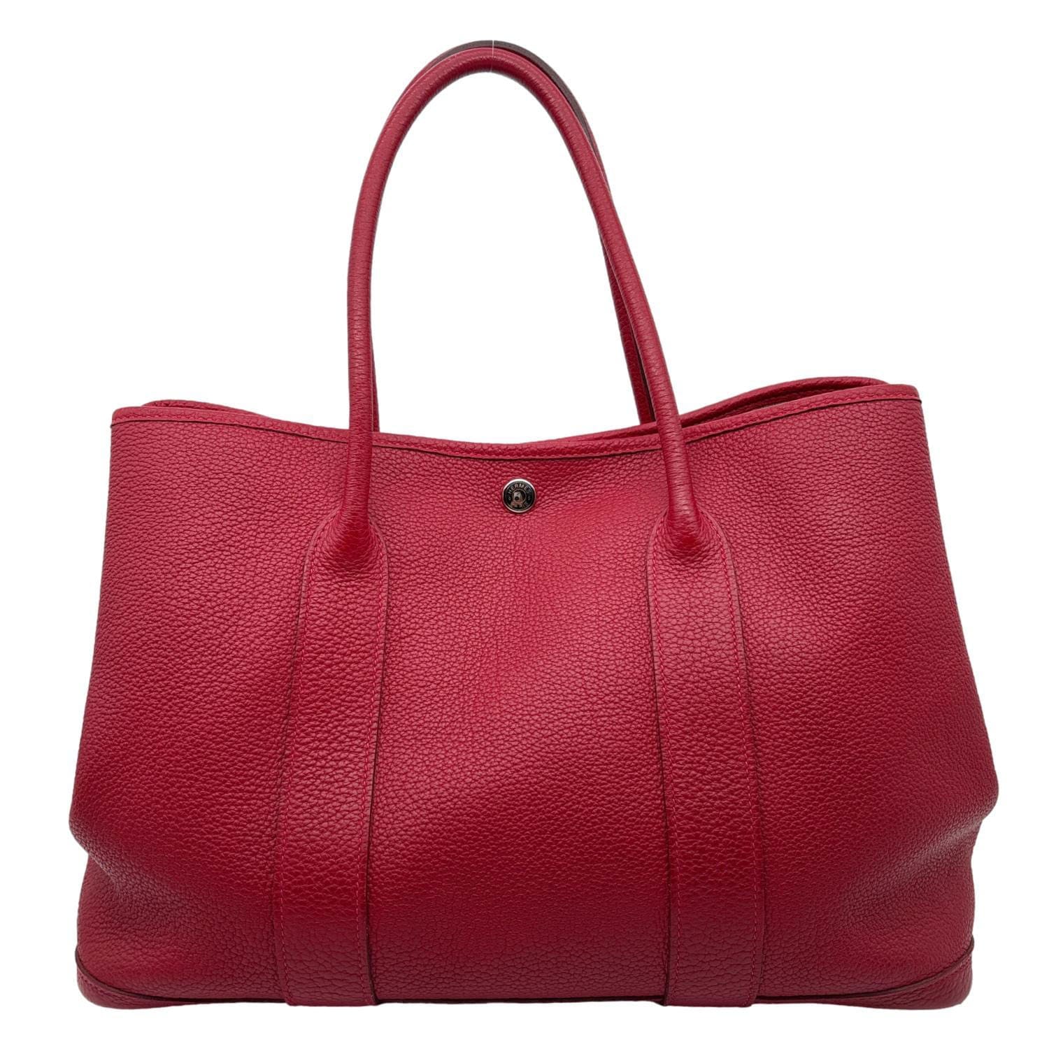 HERMES Garden Party 36 Negonda Leather Tote Bag Red