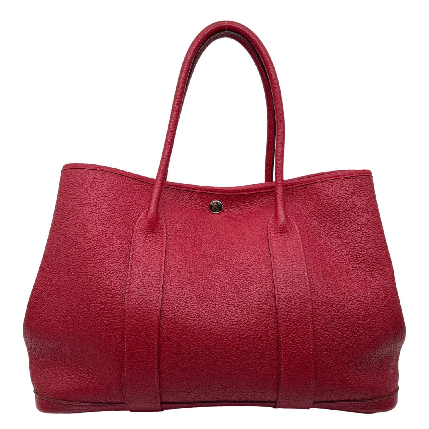 HERMES Garden Party 36 Negonda Leather Tote Bag Red