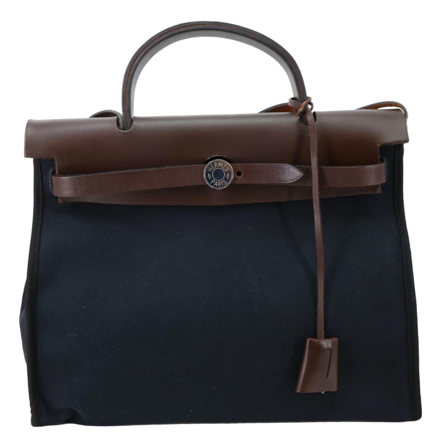 HERMES Herbag 31 PM Canvas Tote Shoulder Bag Black