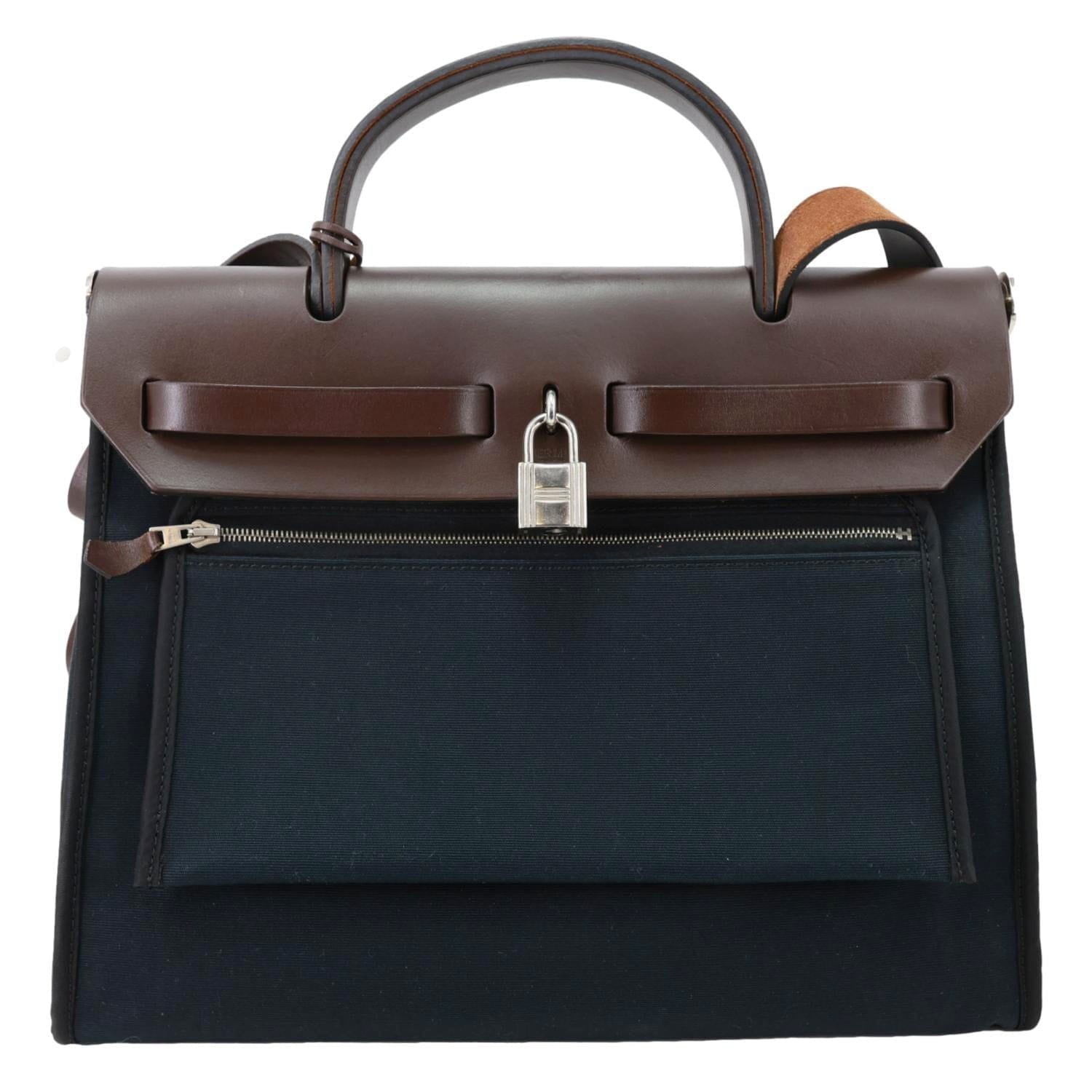 HERMES Herbag 31 PM Canvas Tote Shoulder Bag Black