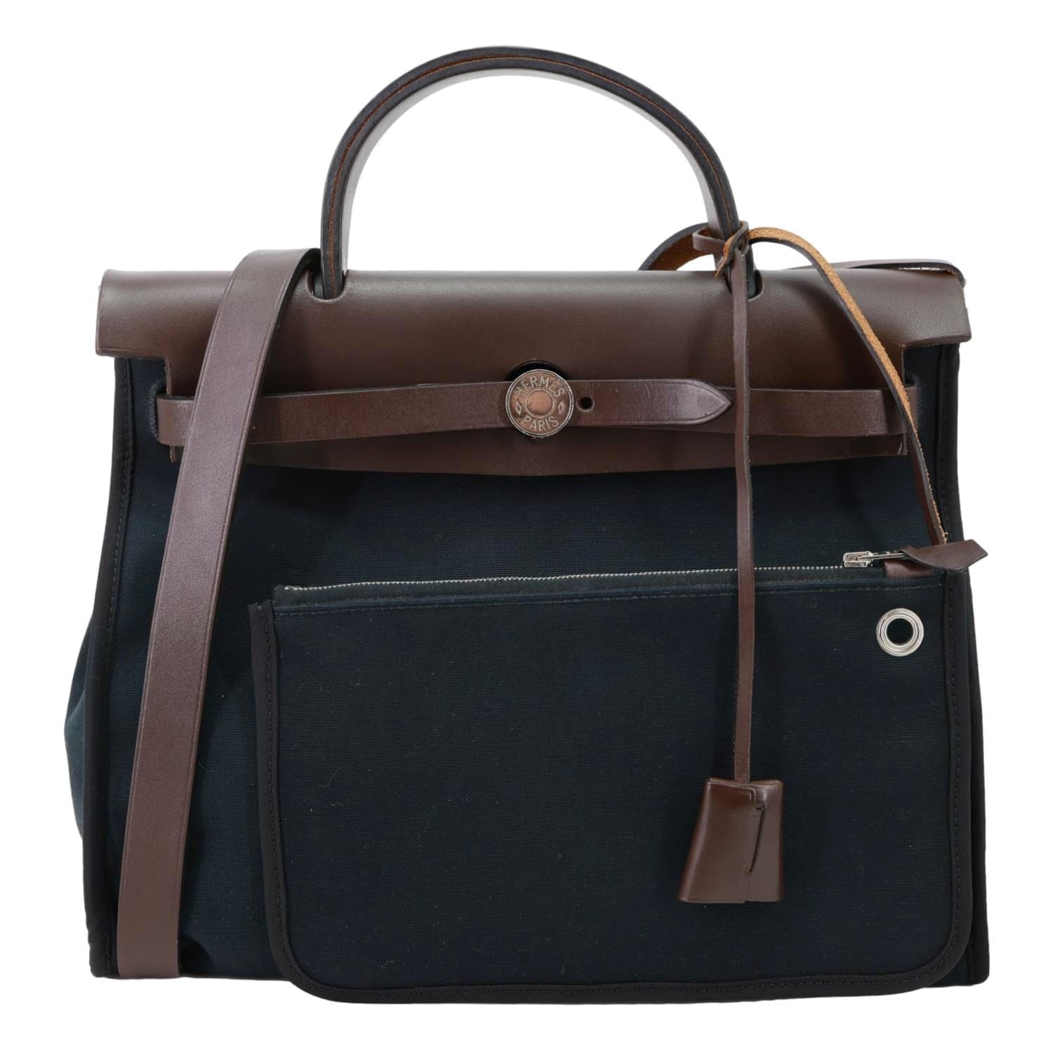 HERMES Herbag 31 PM Canvas Tote Shoulder Bag Black