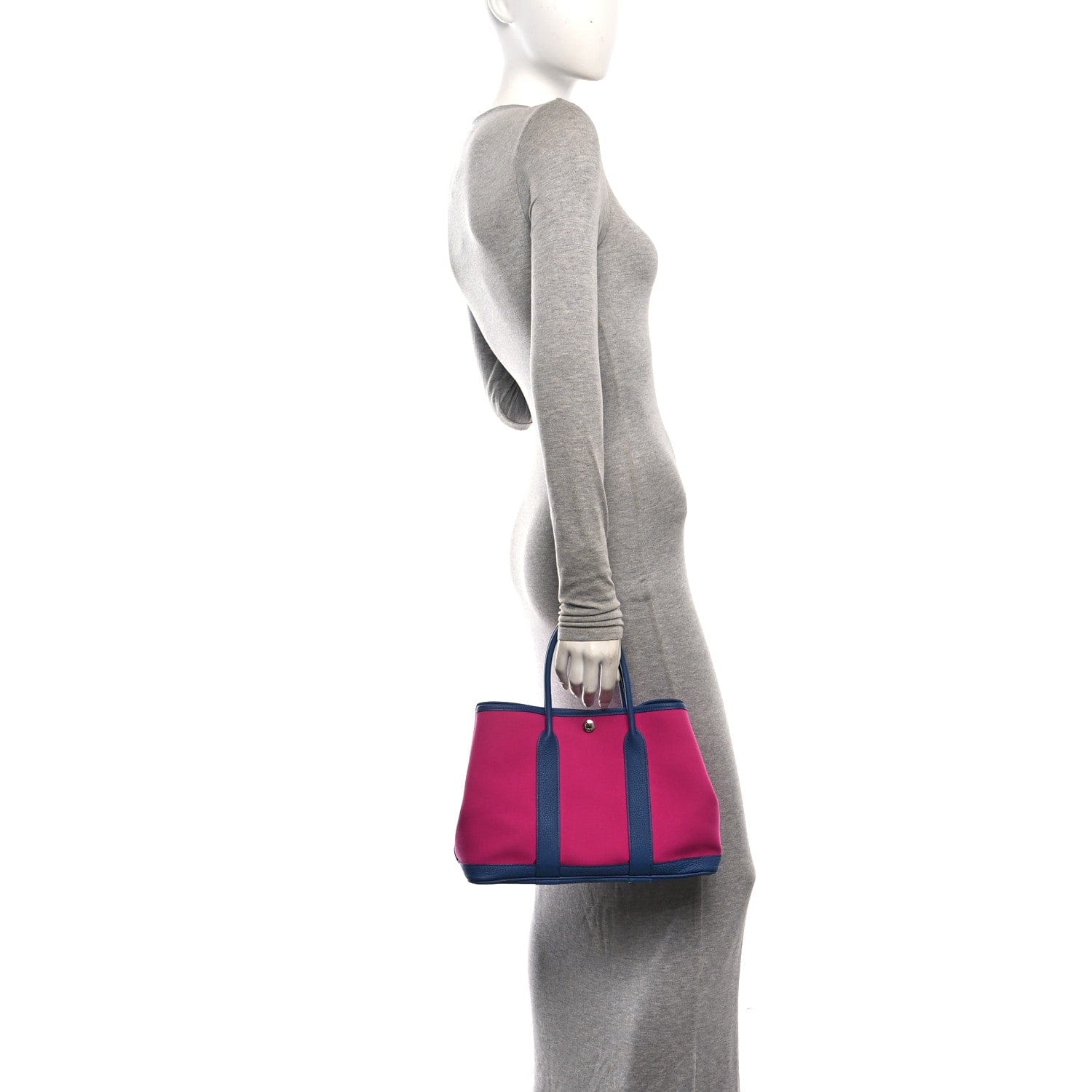 Hermes Toile Officier Negonda Garden Party Tote 30 TPM Magnolia Bleu Agate