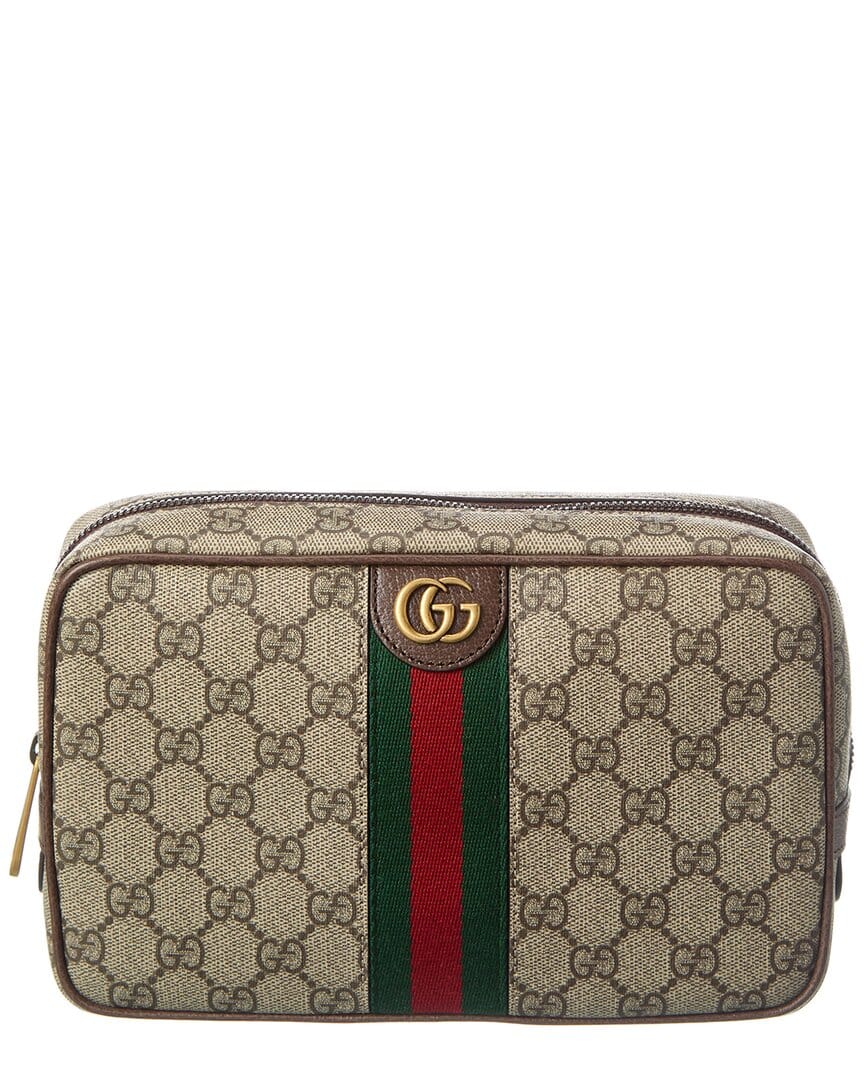 Gucci Gg Savoy Medium Gg Supreme Canvas & Leather Toiletry Case