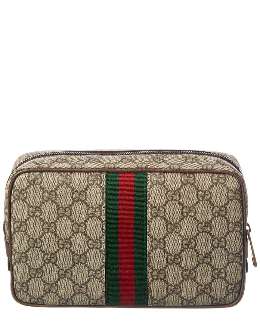 Gucci Gg Savoy Medium Gg Supreme Canvas & Leather Toiletry Case