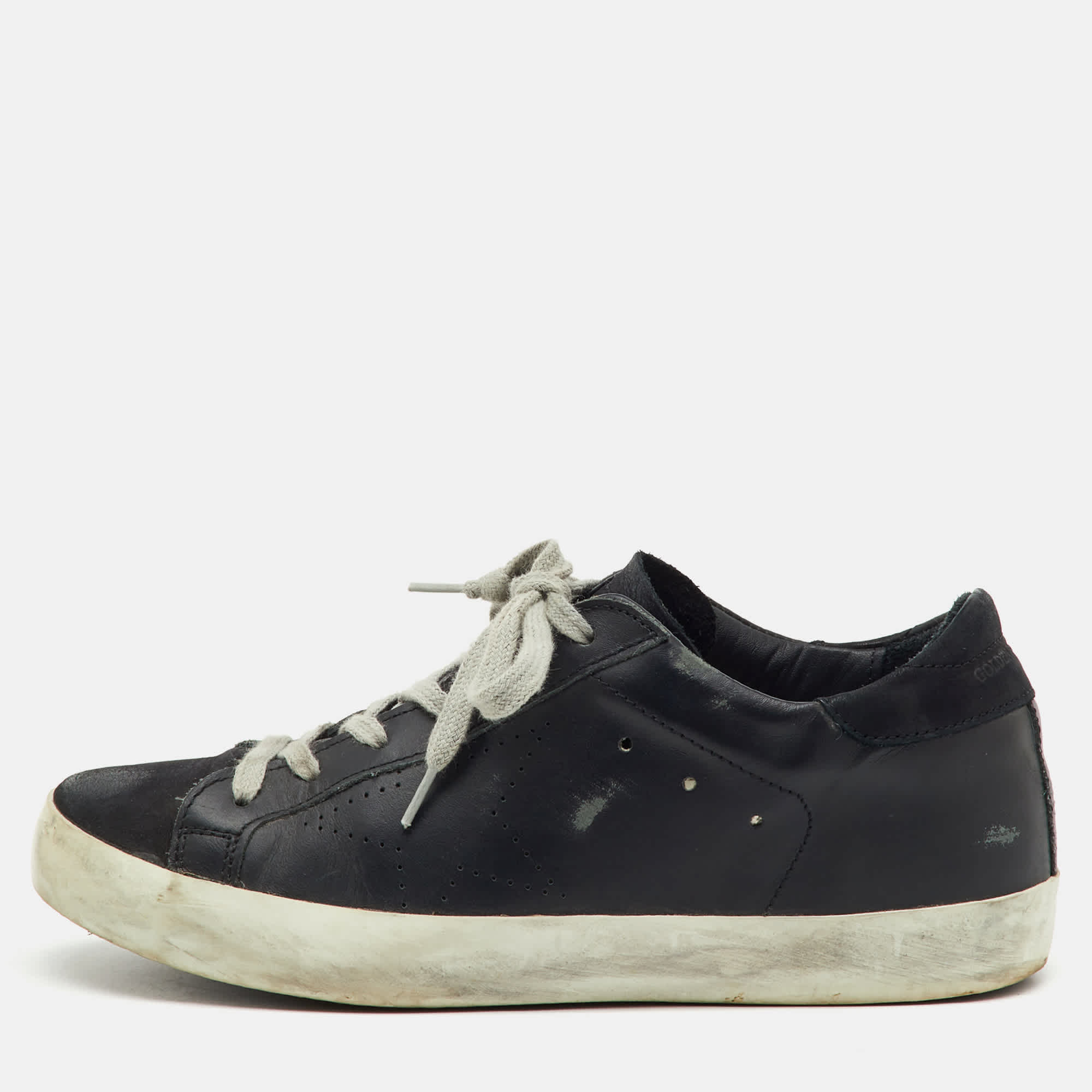 Golden Goose Black Leather Superstar Low Top Sneakers