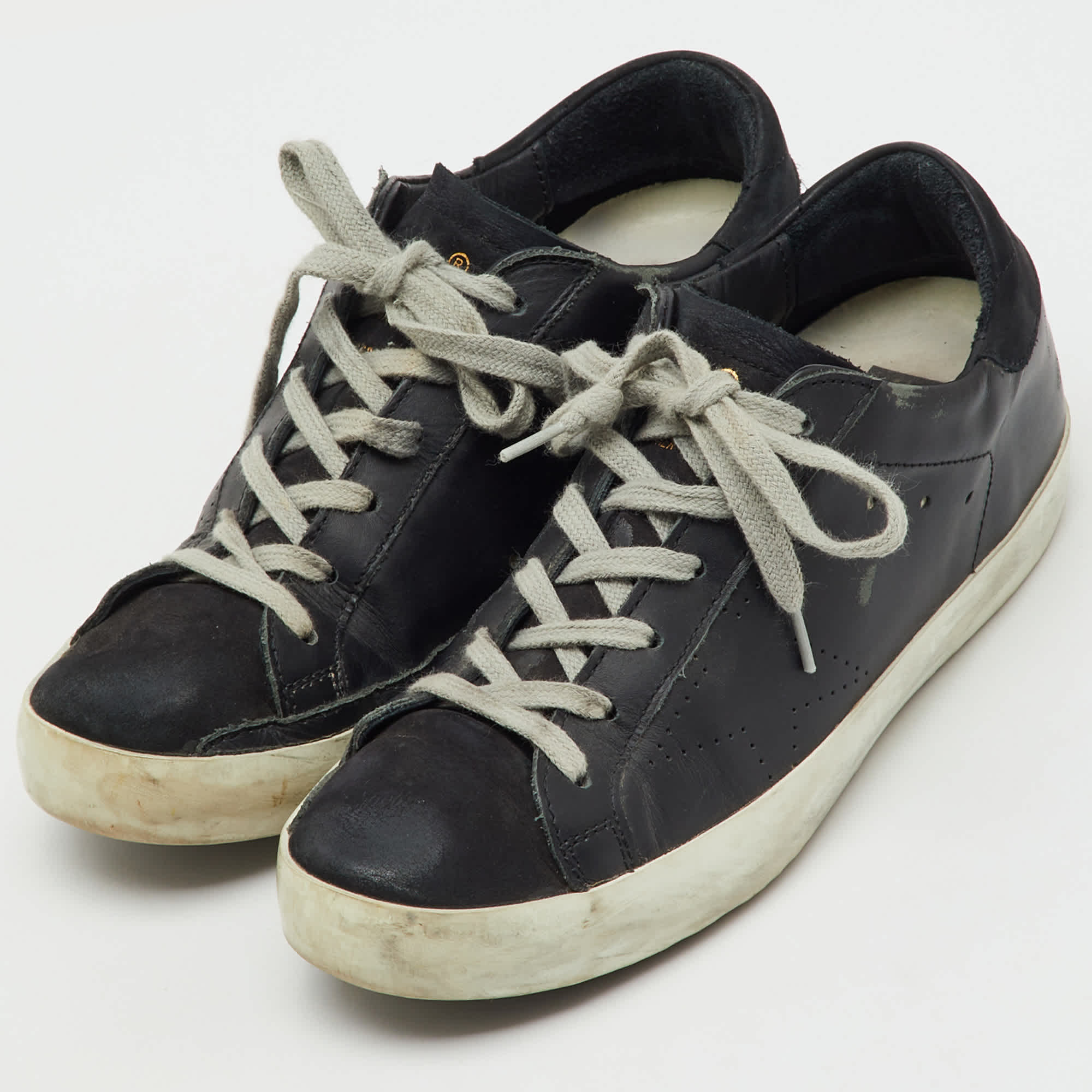 Golden Goose Black Leather Superstar Low Top Sneakers
