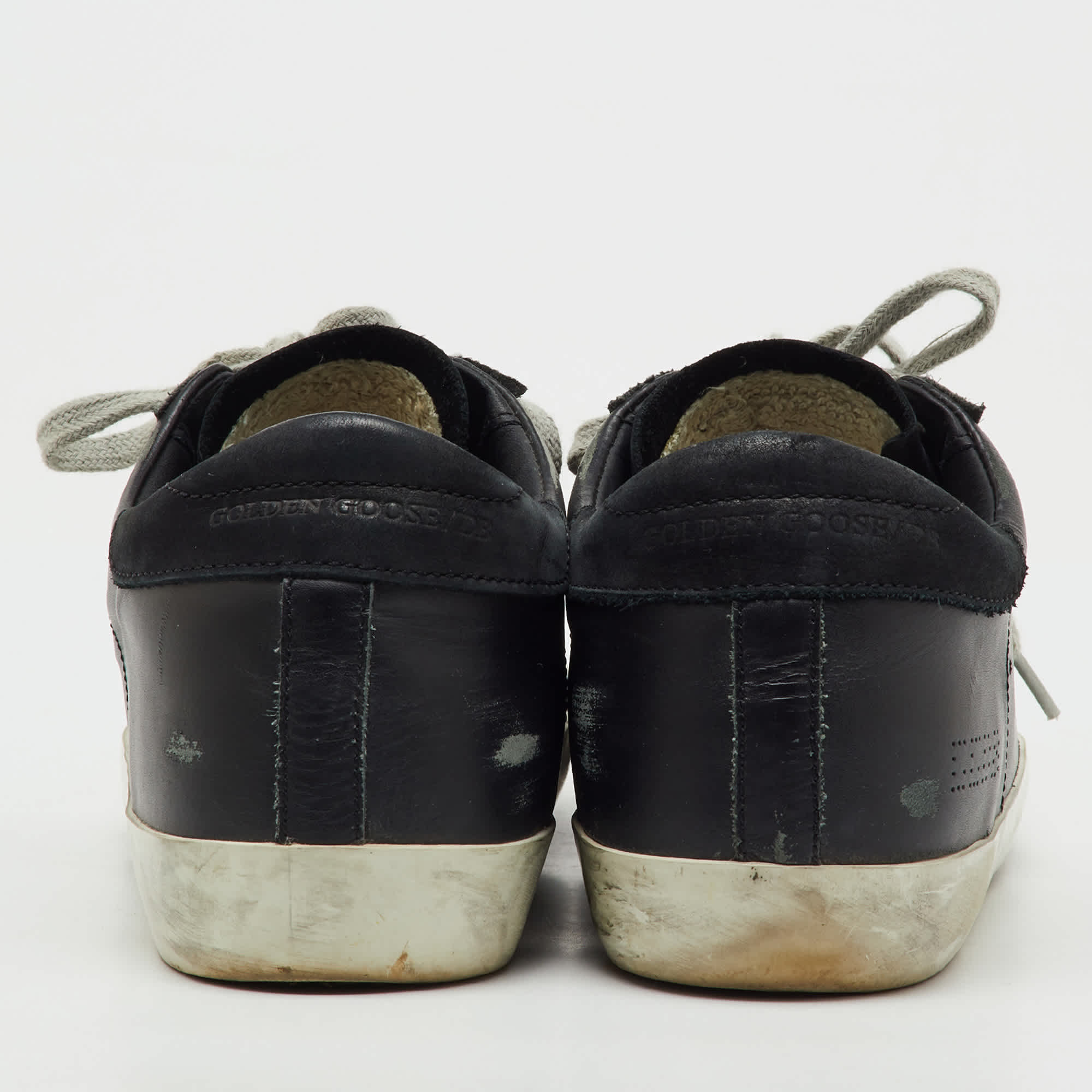 Golden Goose Black Leather Superstar Low Top Sneakers