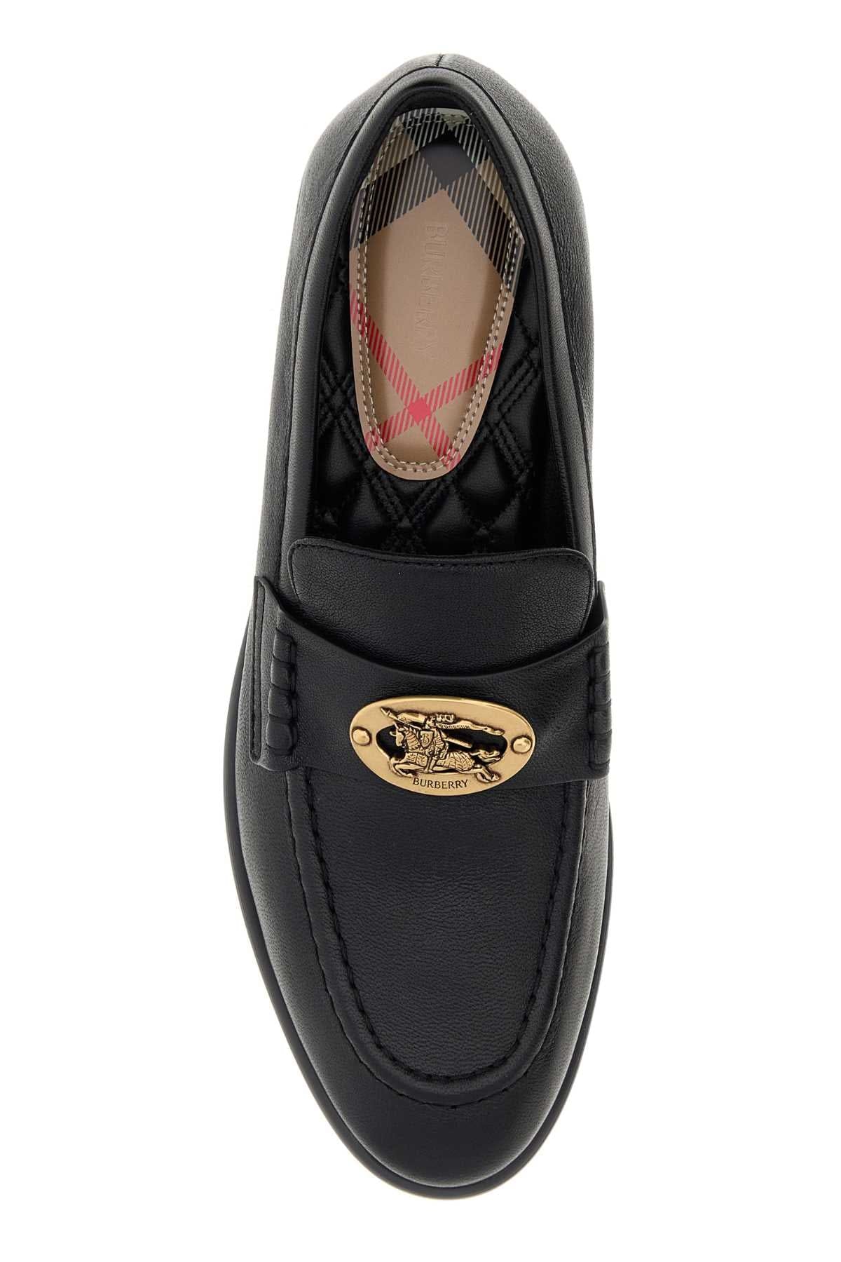 Burberry Leather Logo - Plaque Loafer — Black