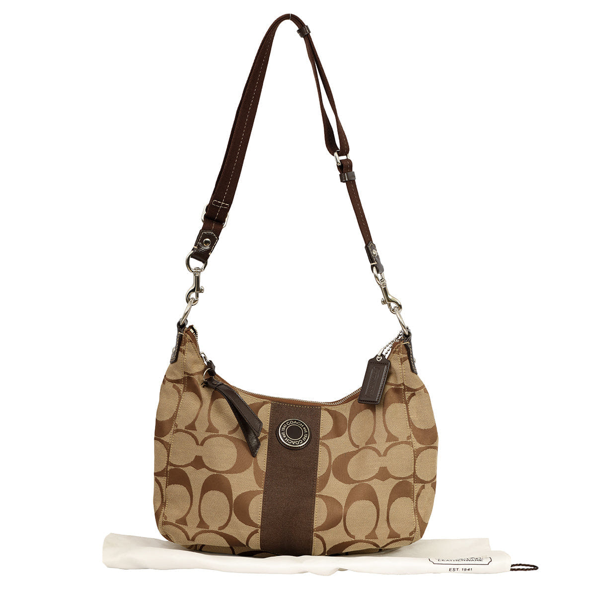 COACH SIGNATURE STRIPE CONVERTIBLE HOBO SHOULDER BAG