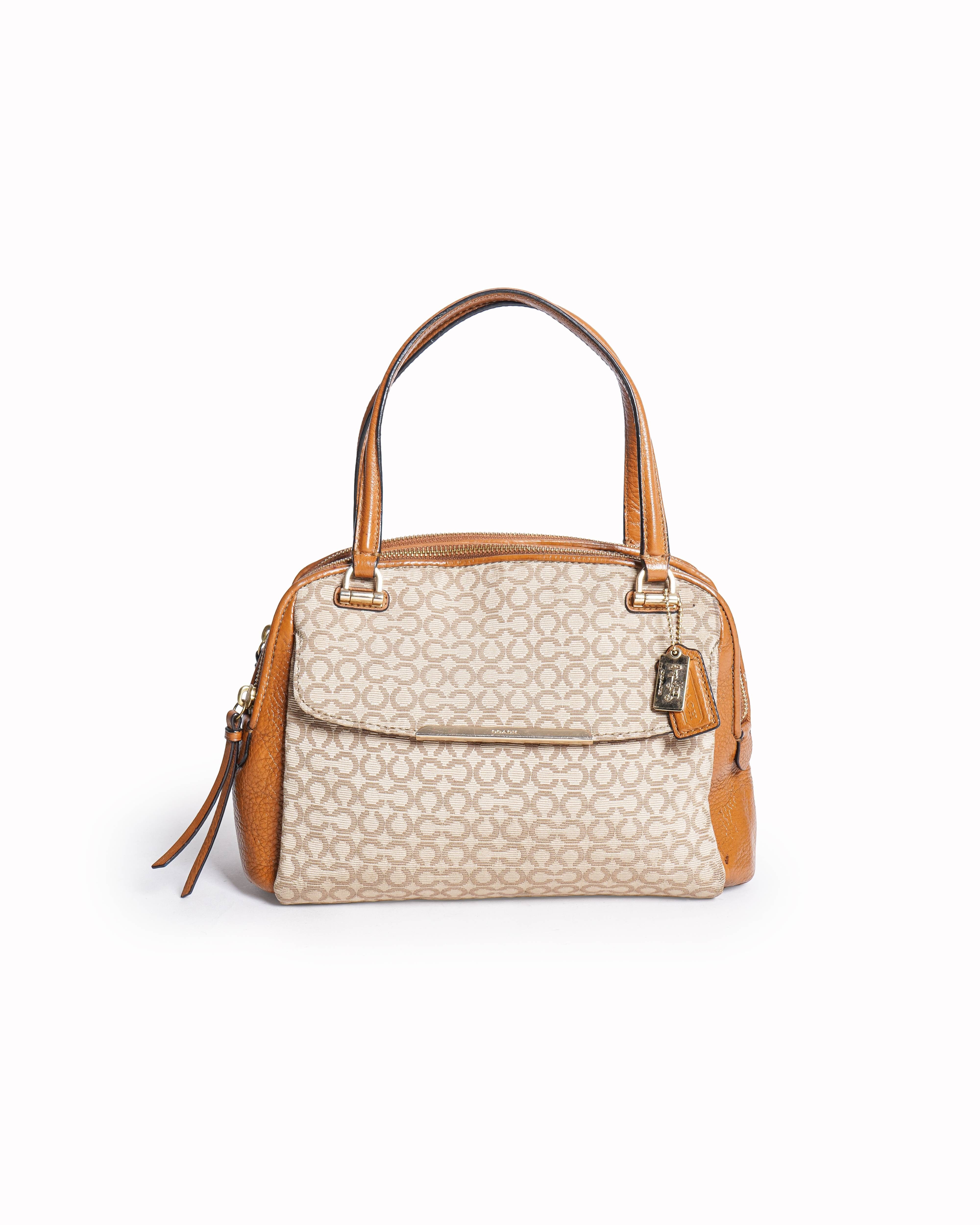 Coach Signature Jacquard and Leather Hobo Shoulder Bag