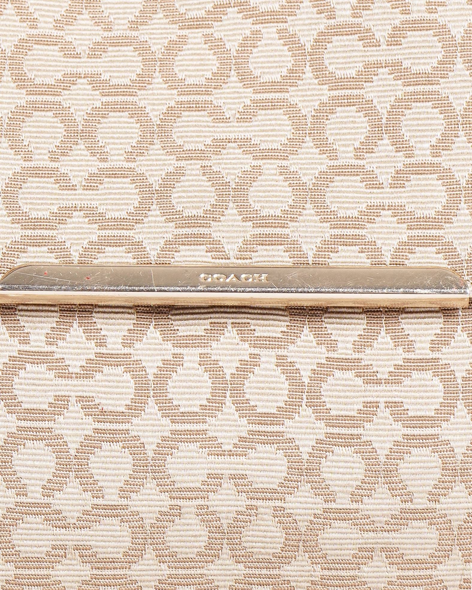 Coach Signature Jacquard and Leather Hobo Shoulder Bag