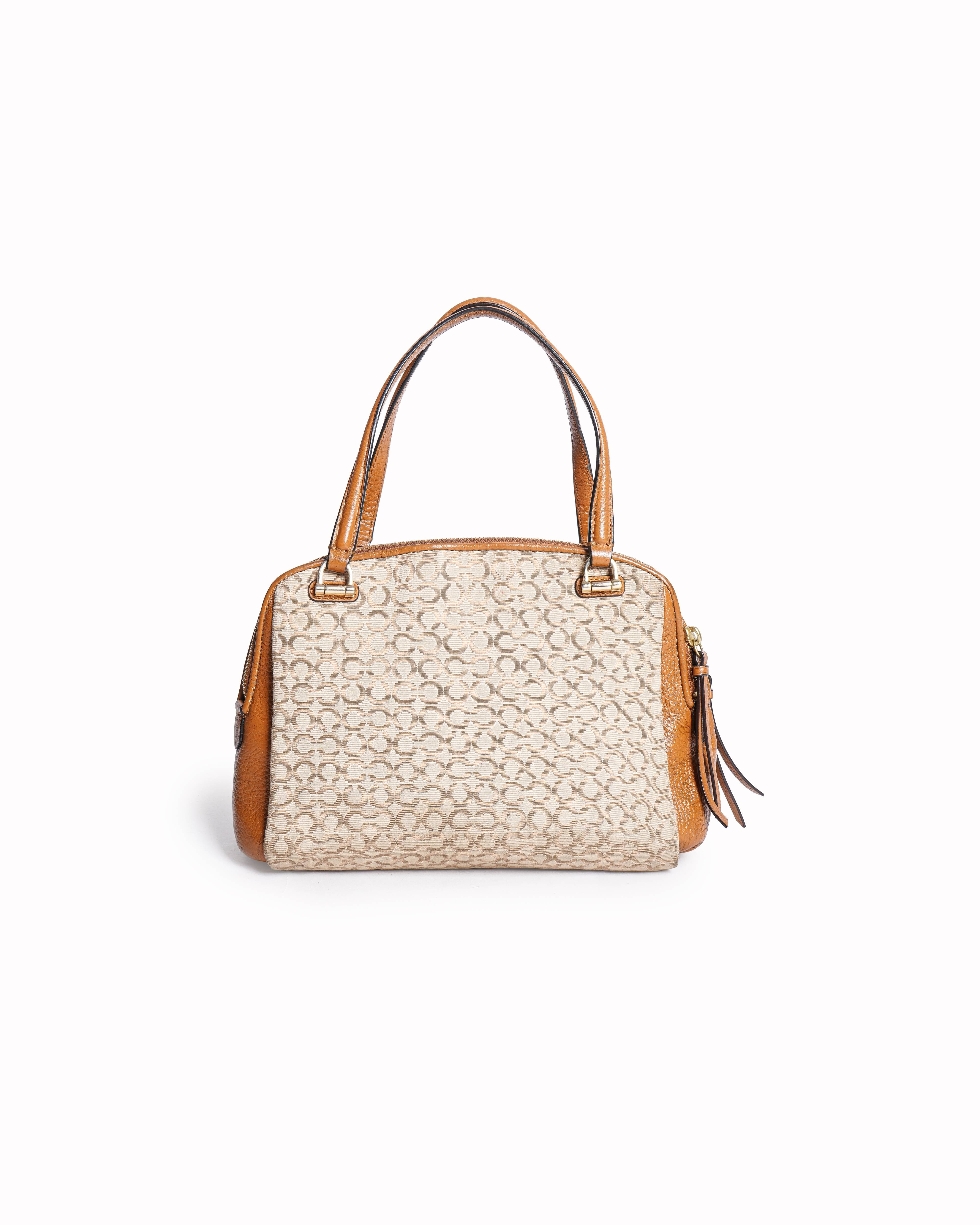 Coach Signature Jacquard and Leather Hobo Shoulder Bag