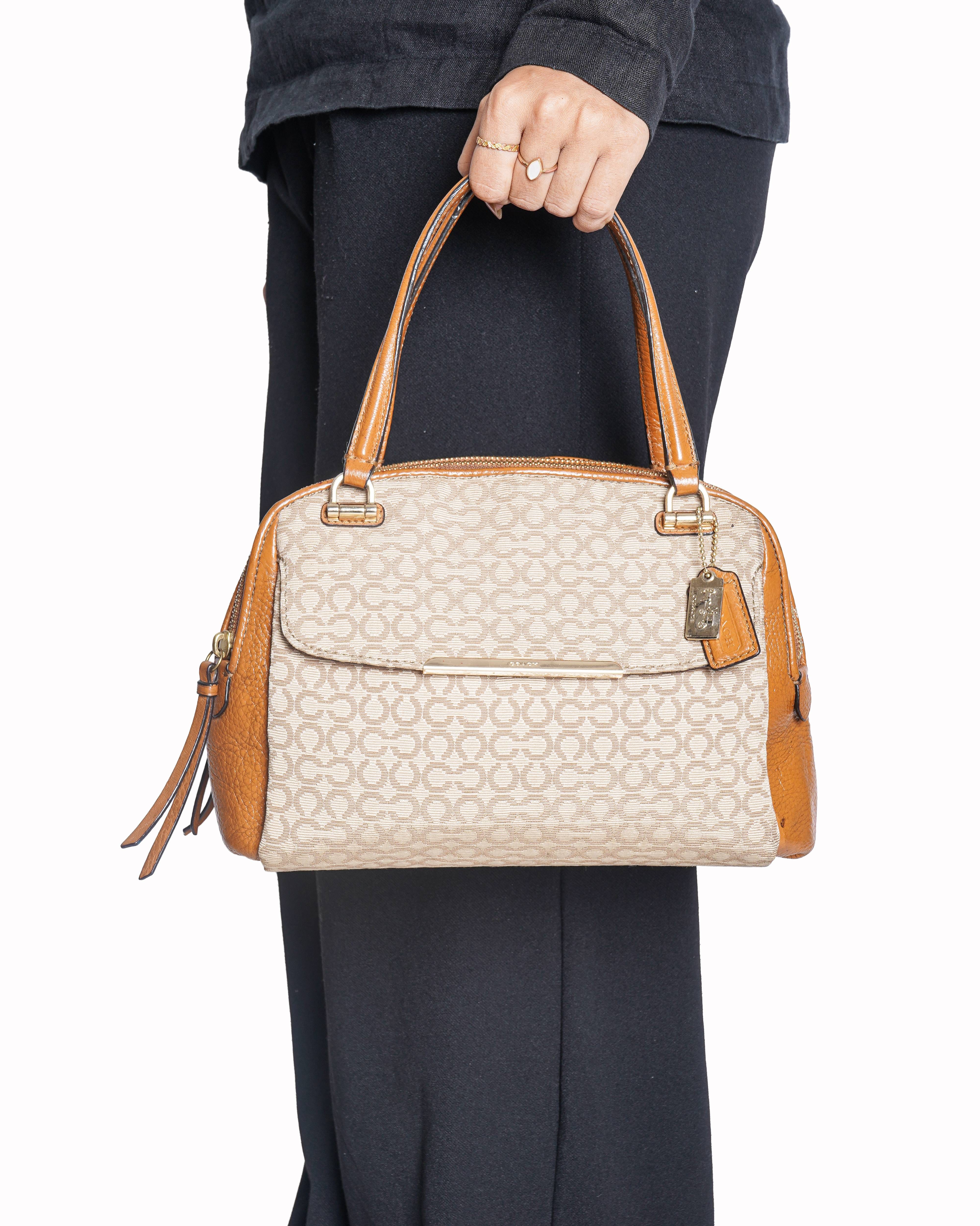 Coach Signature Jacquard and Leather Hobo Shoulder Bag