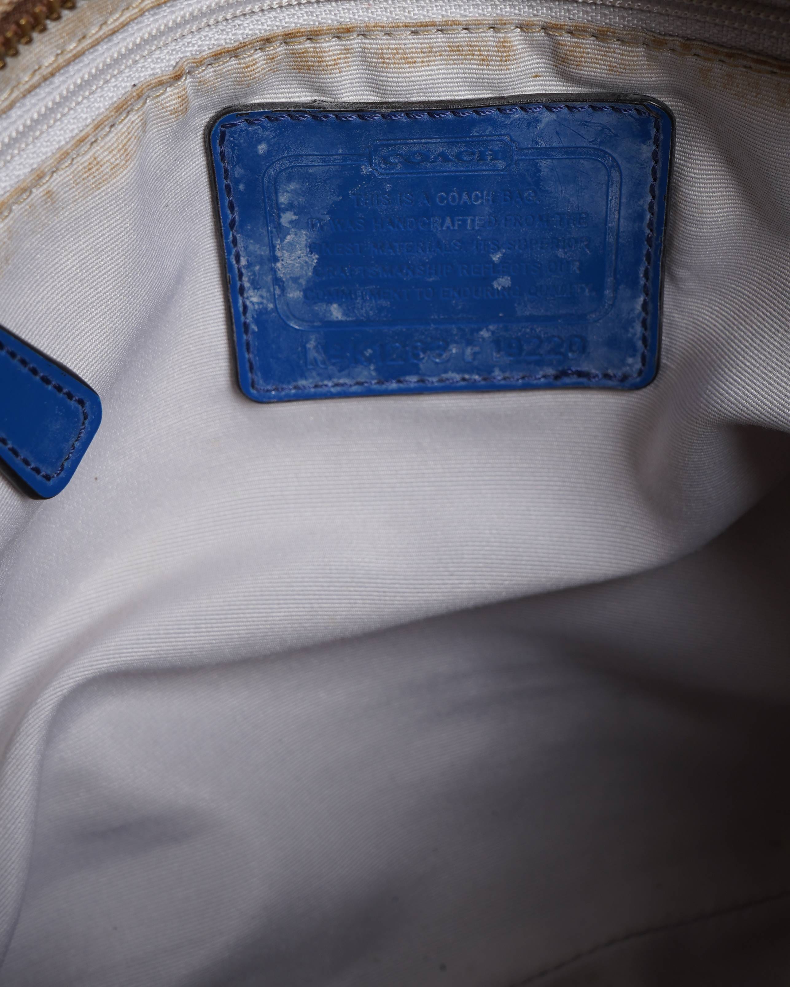 Coach Signature Stripe File Bag - Khaki Cobalt Blue