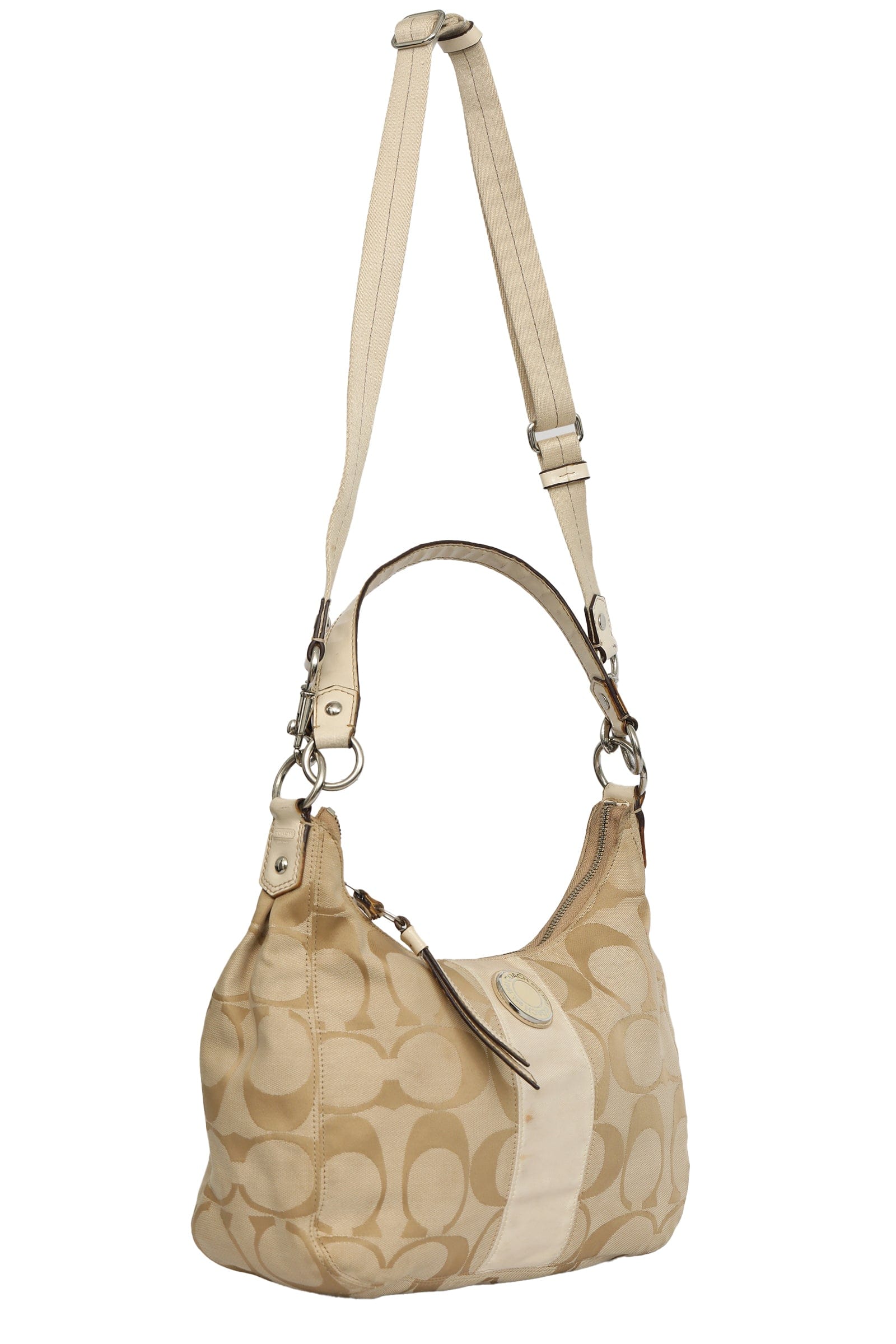 Coach Monogram Beige Shoulder Bag