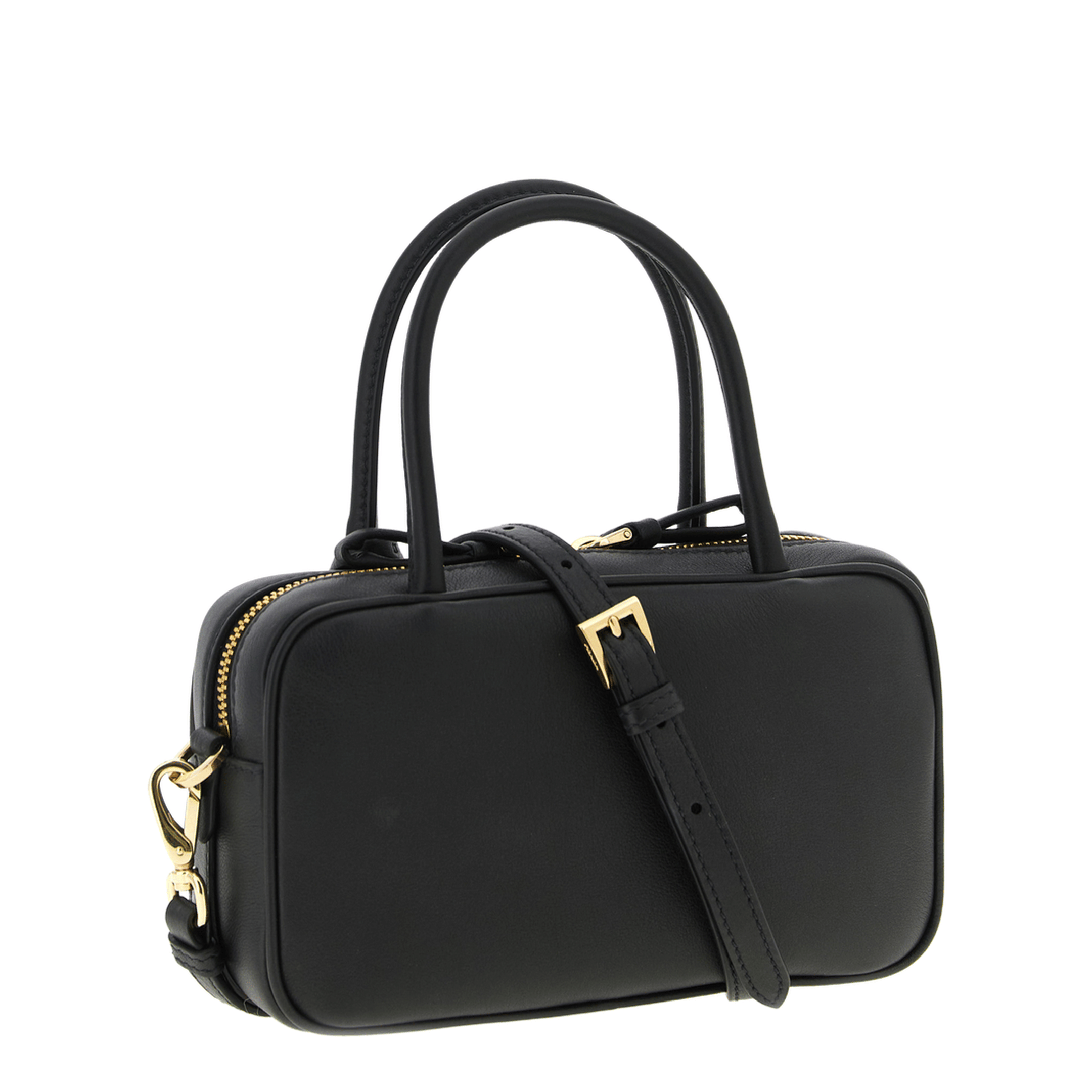 Prada Triangle Logo Calfskin Tote - Nero
