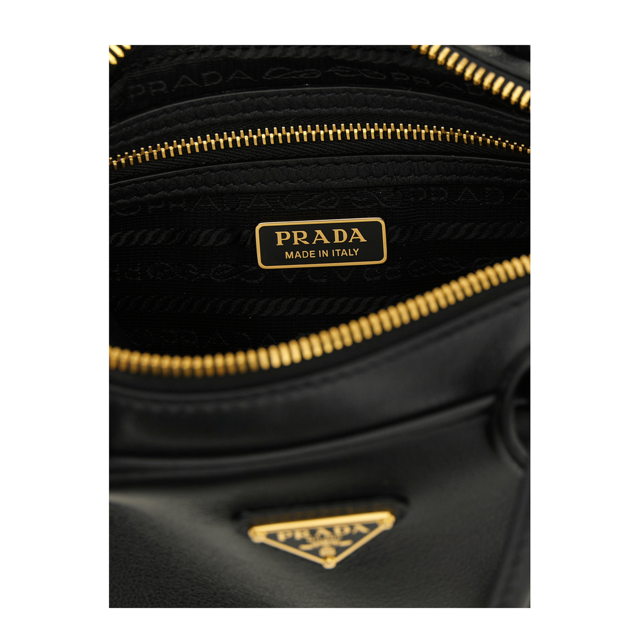 Prada Triangle Logo Calfskin Tote - Nero