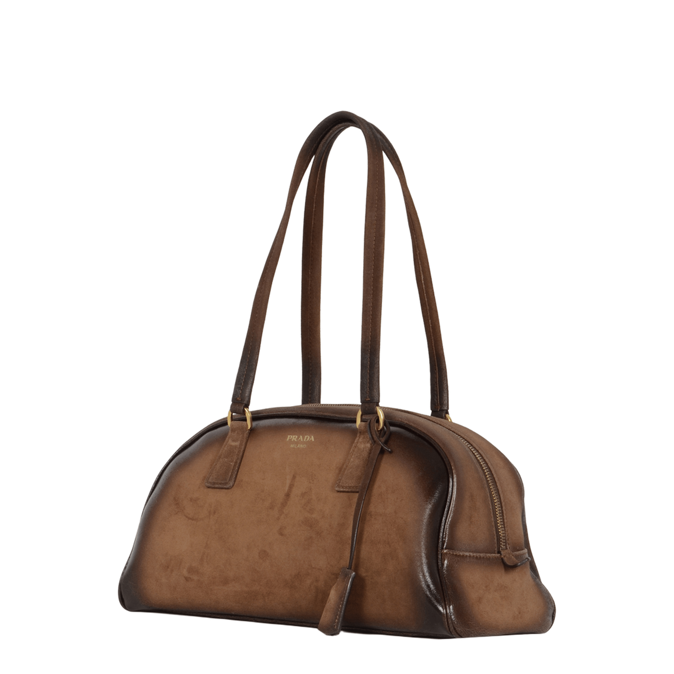 Prada Bowling Medium Calfskin Bag - Cocoa Brown