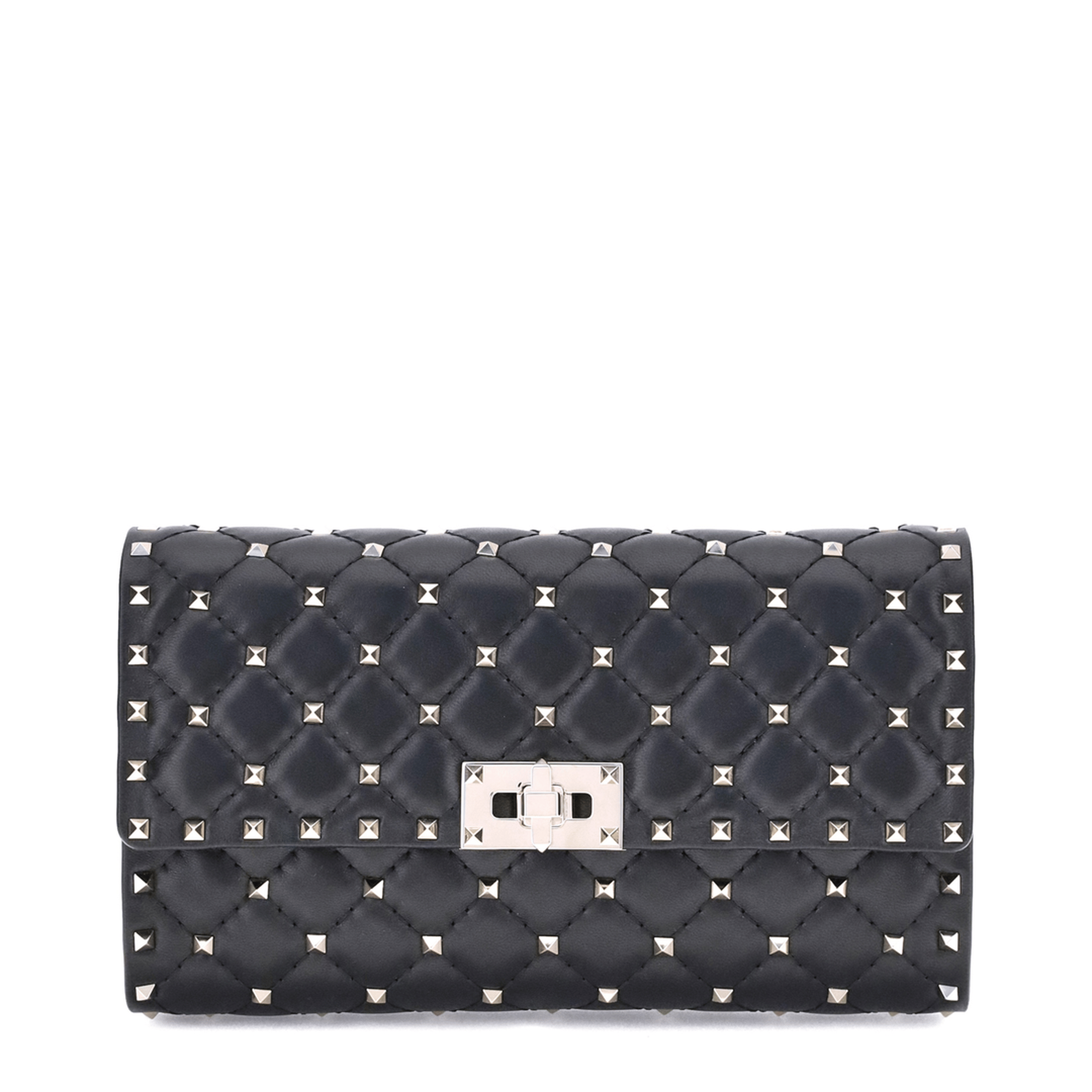 Valentino Rockstud Spike Nappa Leather Crossbody Clutch - Black