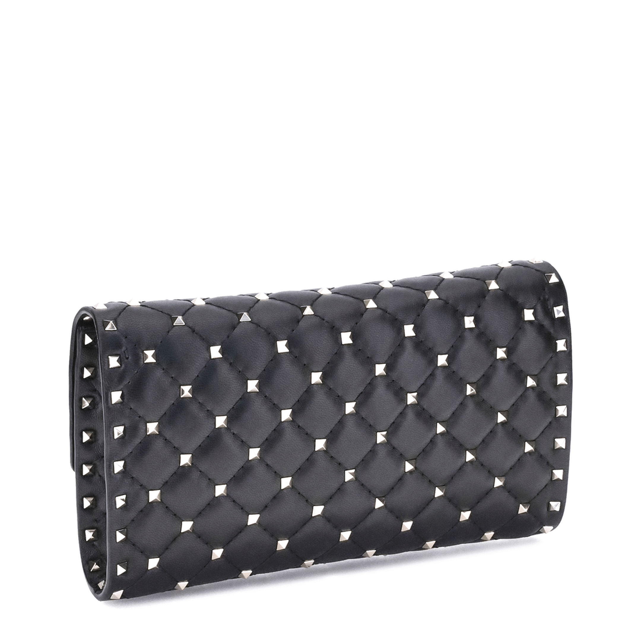 Valentino Rockstud Spike Nappa Leather Crossbody Clutch - Black