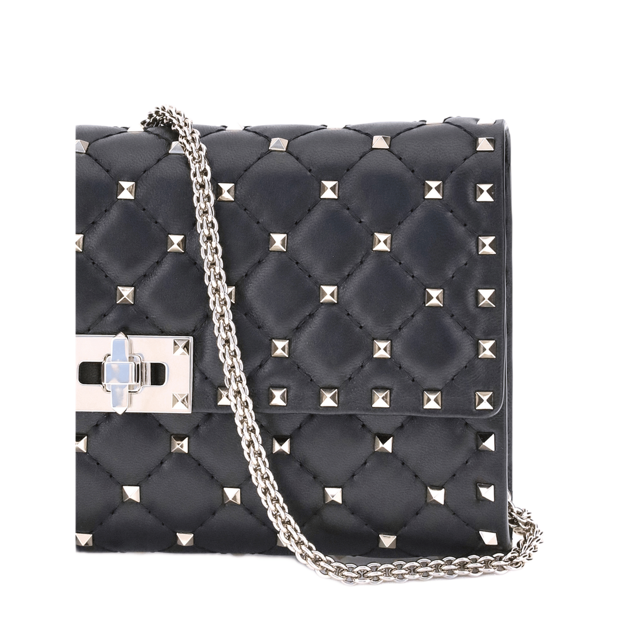 Valentino Rockstud Spike Nappa Leather Crossbody Clutch - Black
