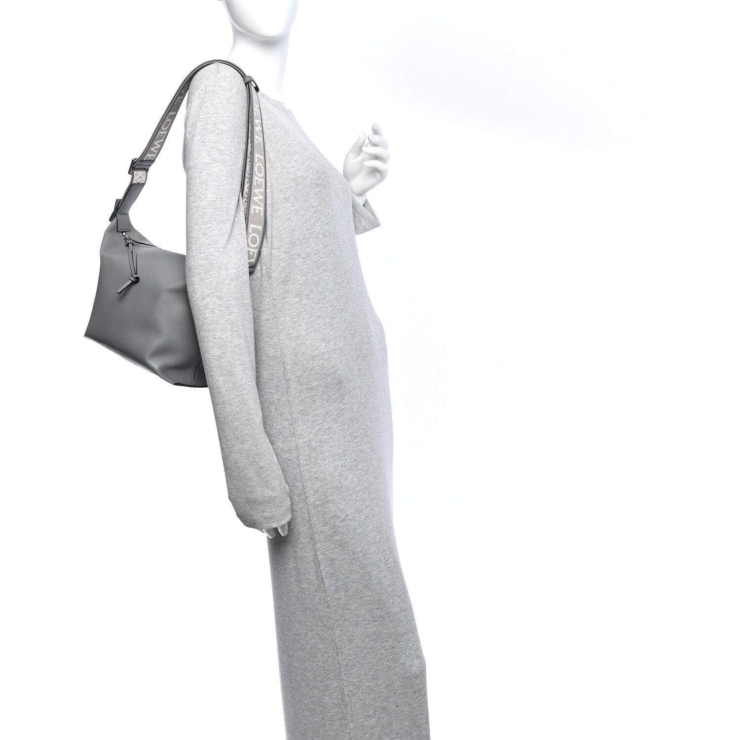 Loewe Supple Smooth Calfskin Jacquard Small Cubi Crossbody Bag Asphalt Grey