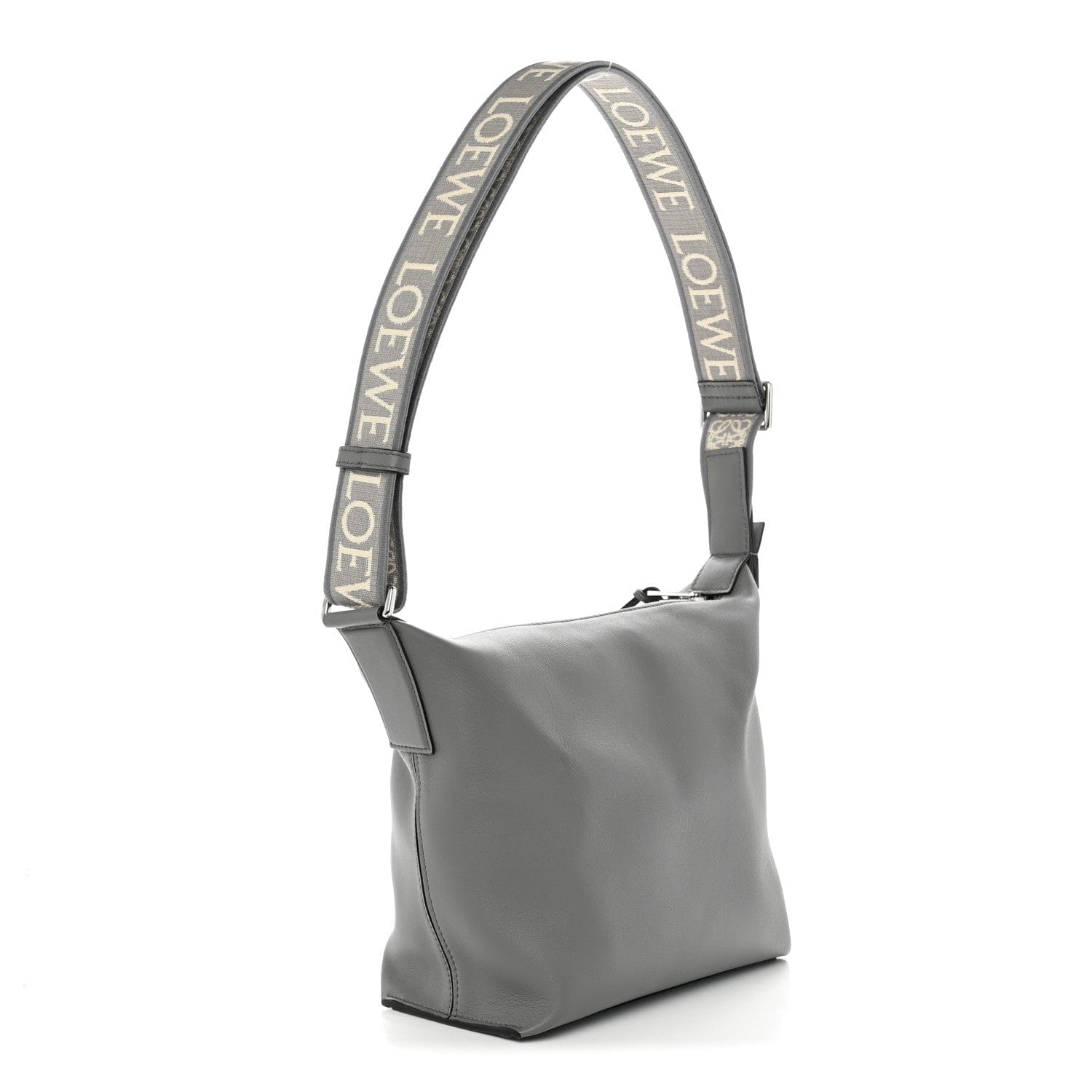 Loewe Supple Smooth Calfskin Jacquard Small Cubi Crossbody Bag Asphalt Grey