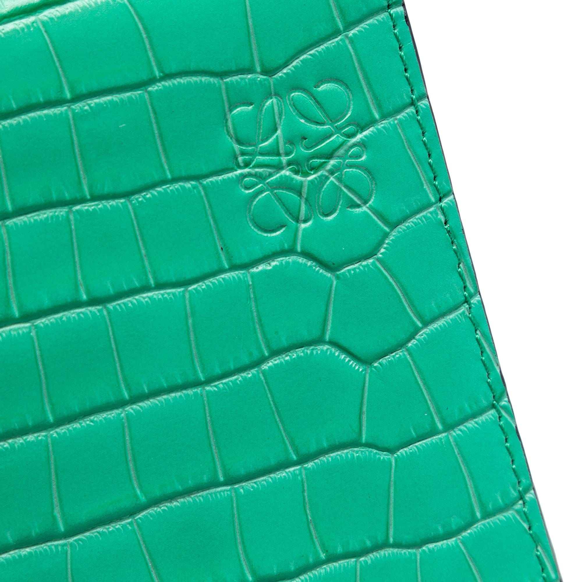 Loewe Croc Embossed Leather Anagram Gusset Flat Crossbody
