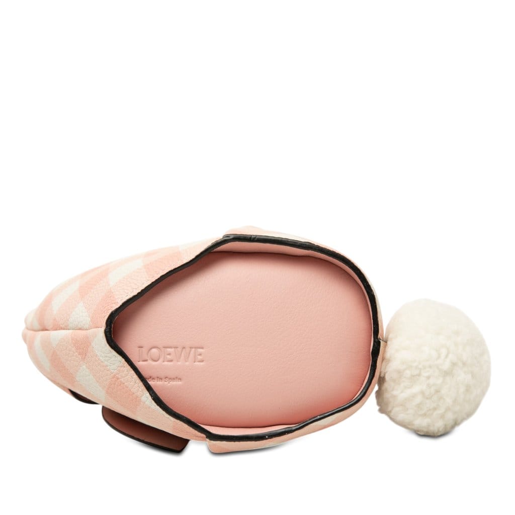 Loewe Mini Calfskin Shearling Gingham Bunny Crossbody