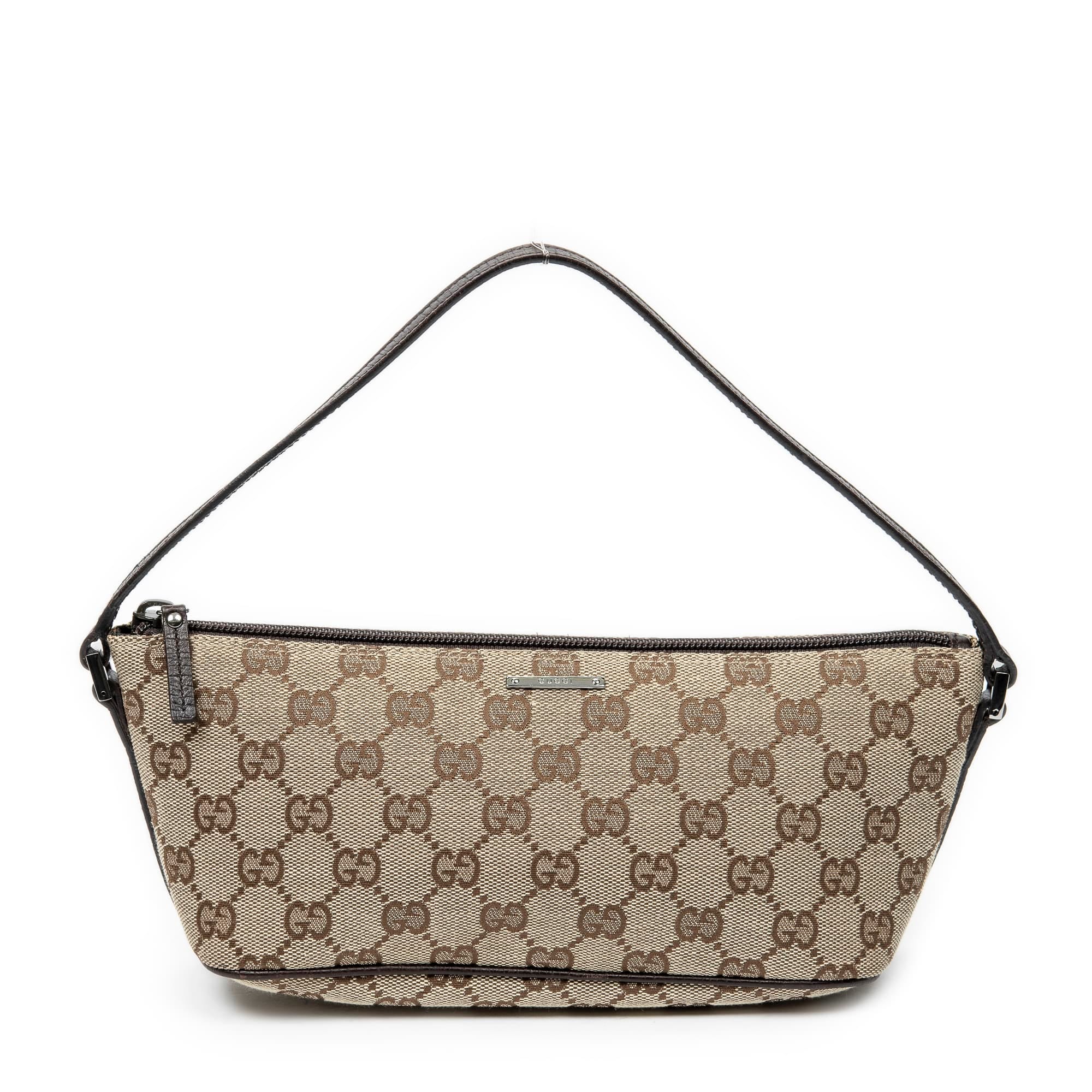 Gucci Dark Brown/Beige Canvas Boat Pochette ABC5849