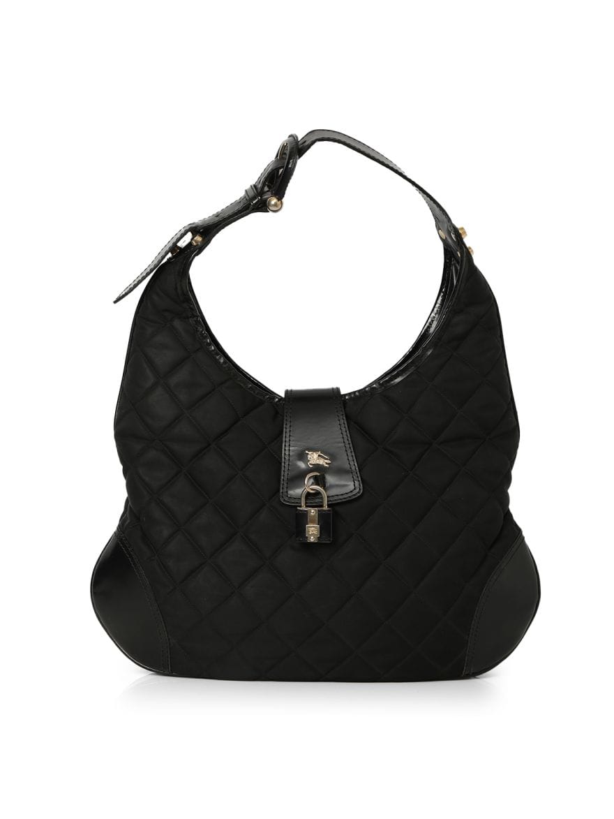 Burberry Black Quilted Nylon Hobo Bag One Size