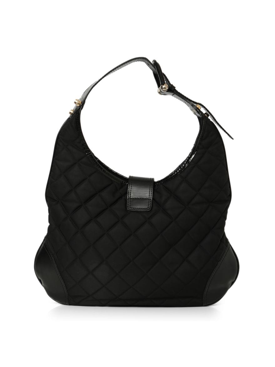 Burberry Black Quilted Nylon Hobo Bag One Size