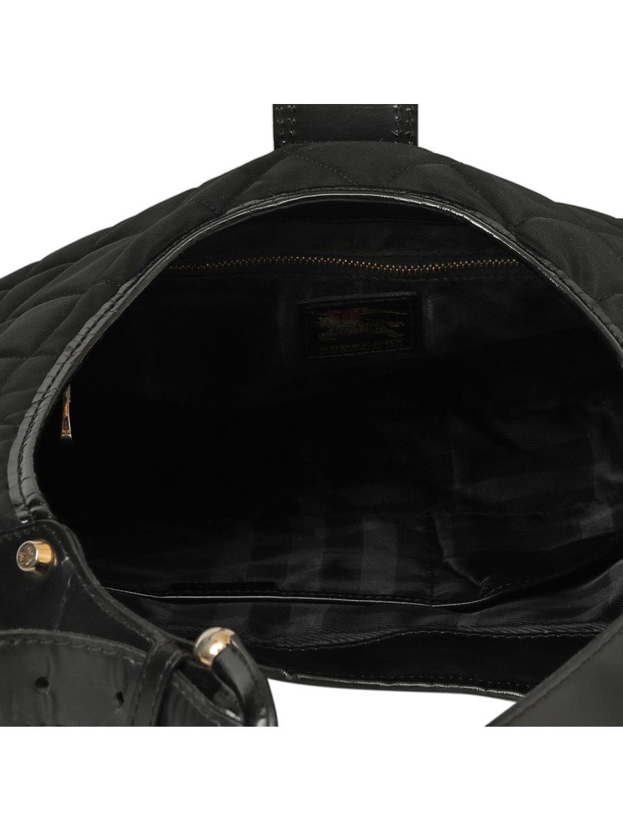 Burberry Black Quilted Nylon Hobo Bag One Size