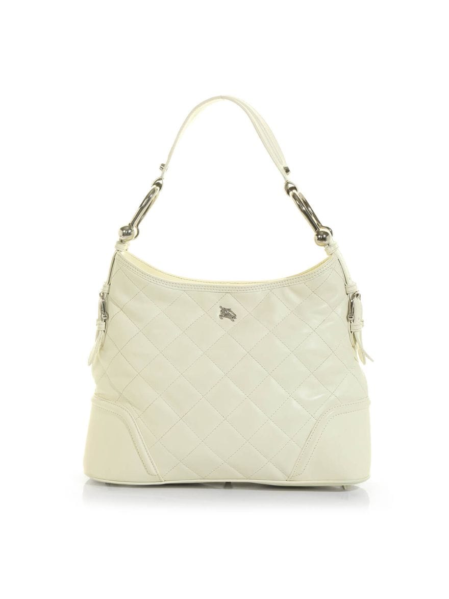 Burberry White Quilted Hobo Bag