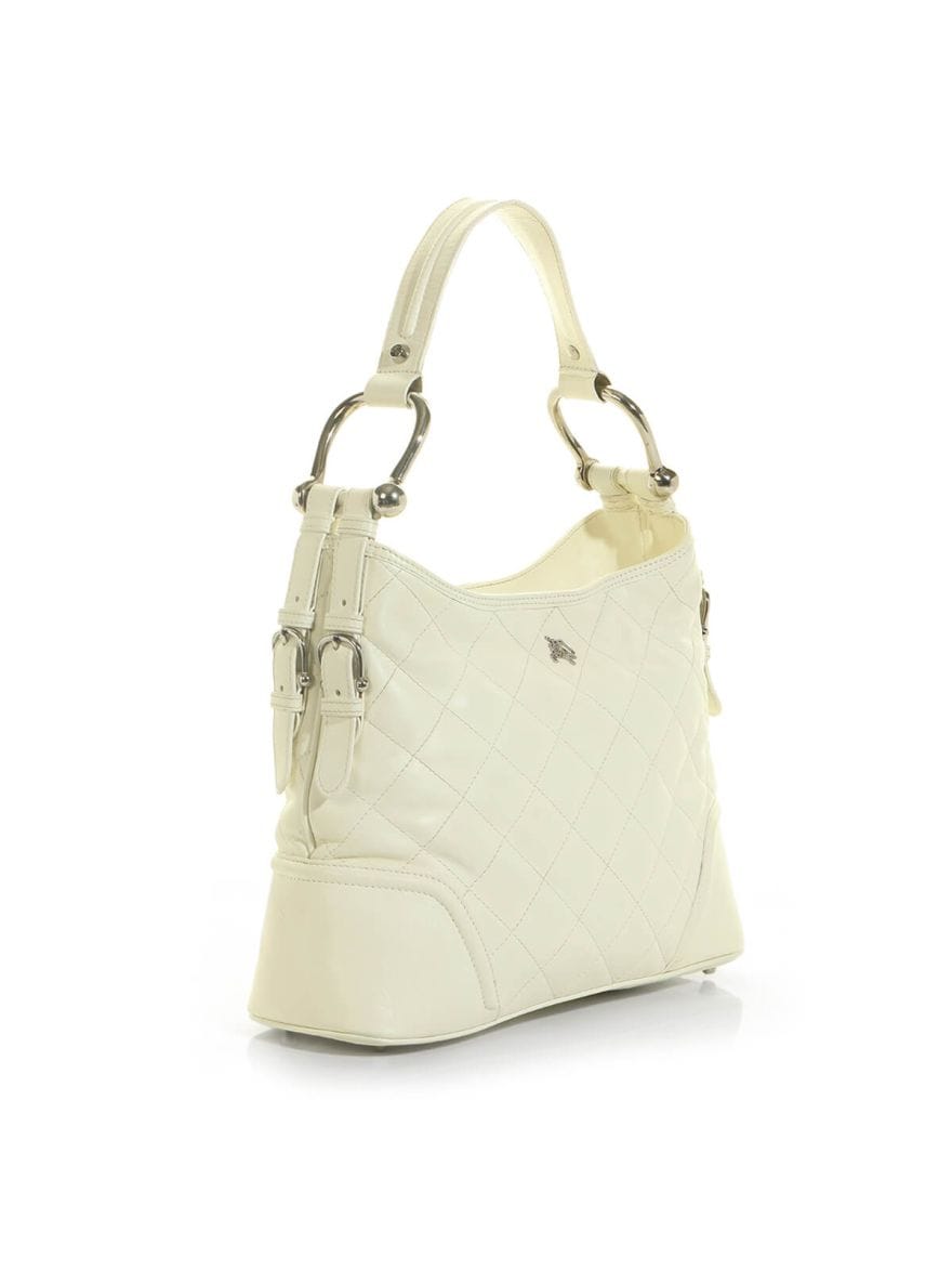 Burberry White Quilted Hobo Bag