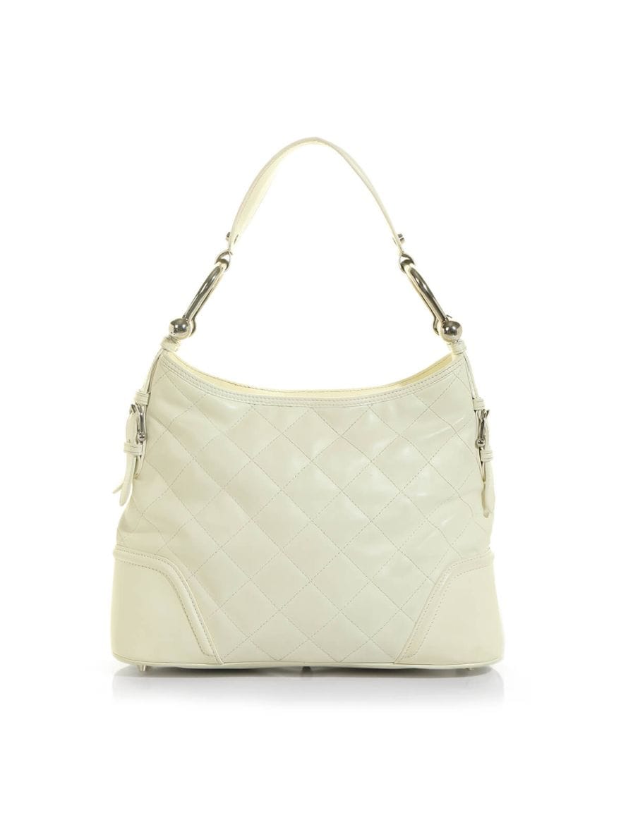 Burberry White Quilted Hobo Bag