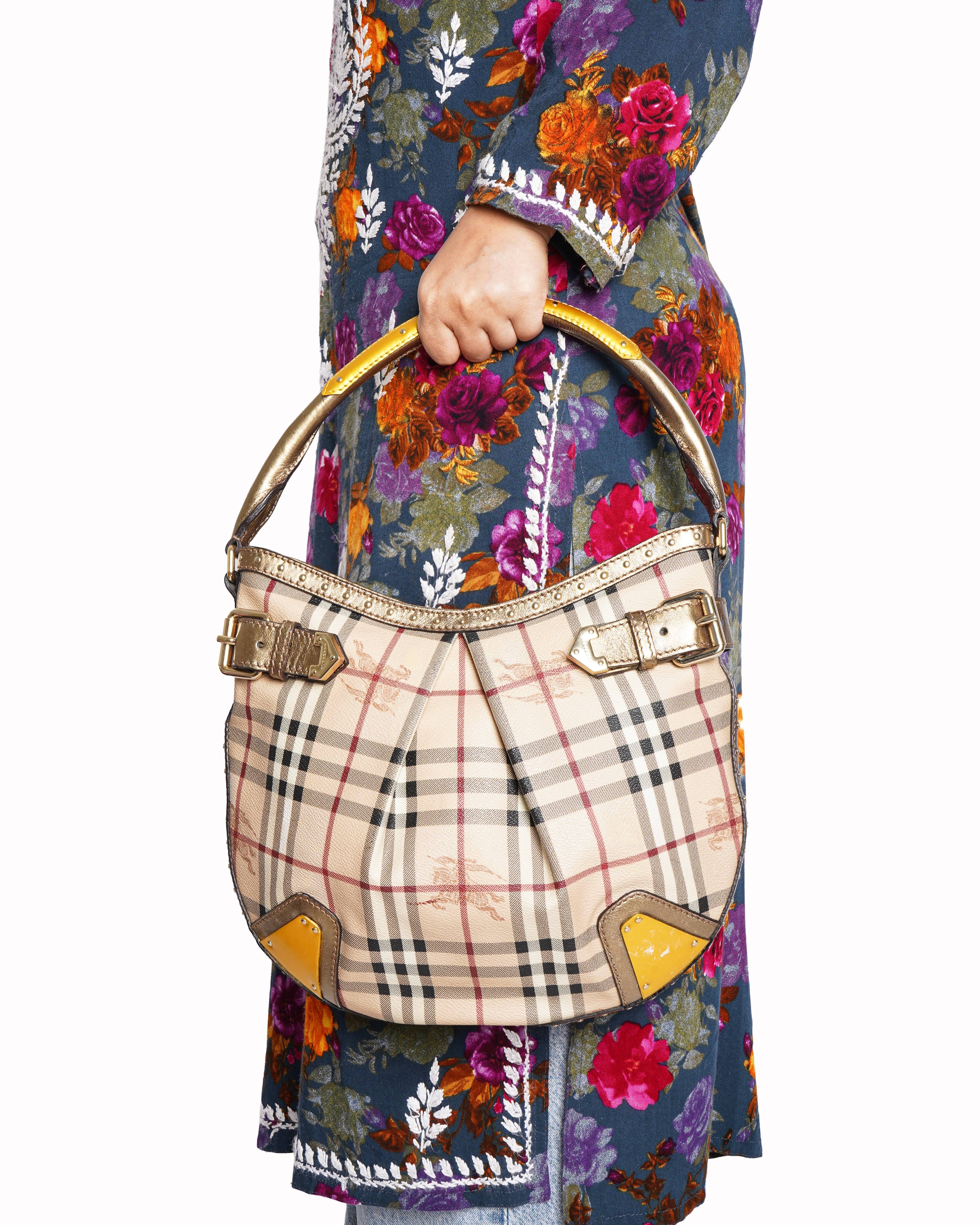 Burberry haymarket check hobo bag