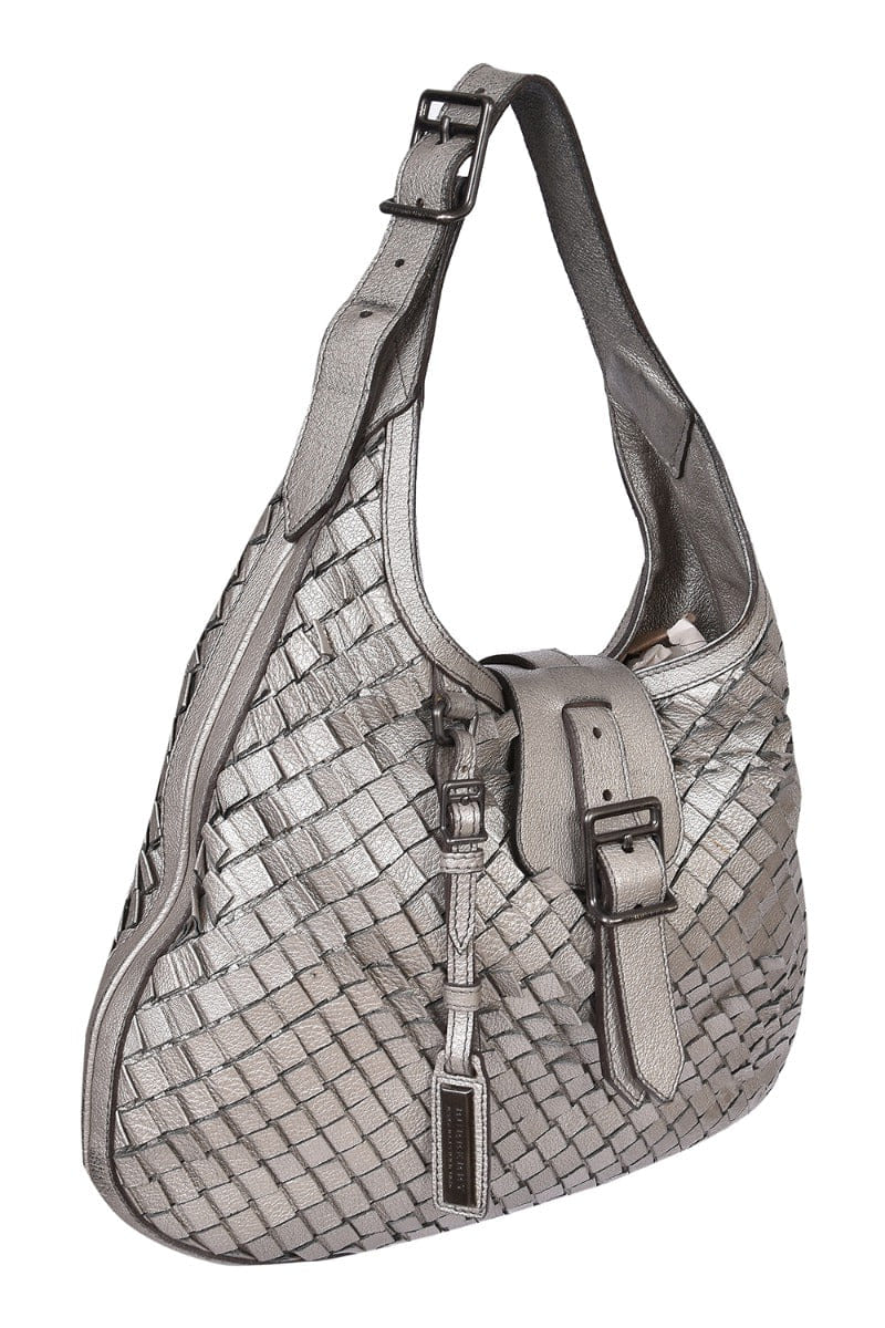 Burberry Metallic Gray Leather Brooke Hobo Bag