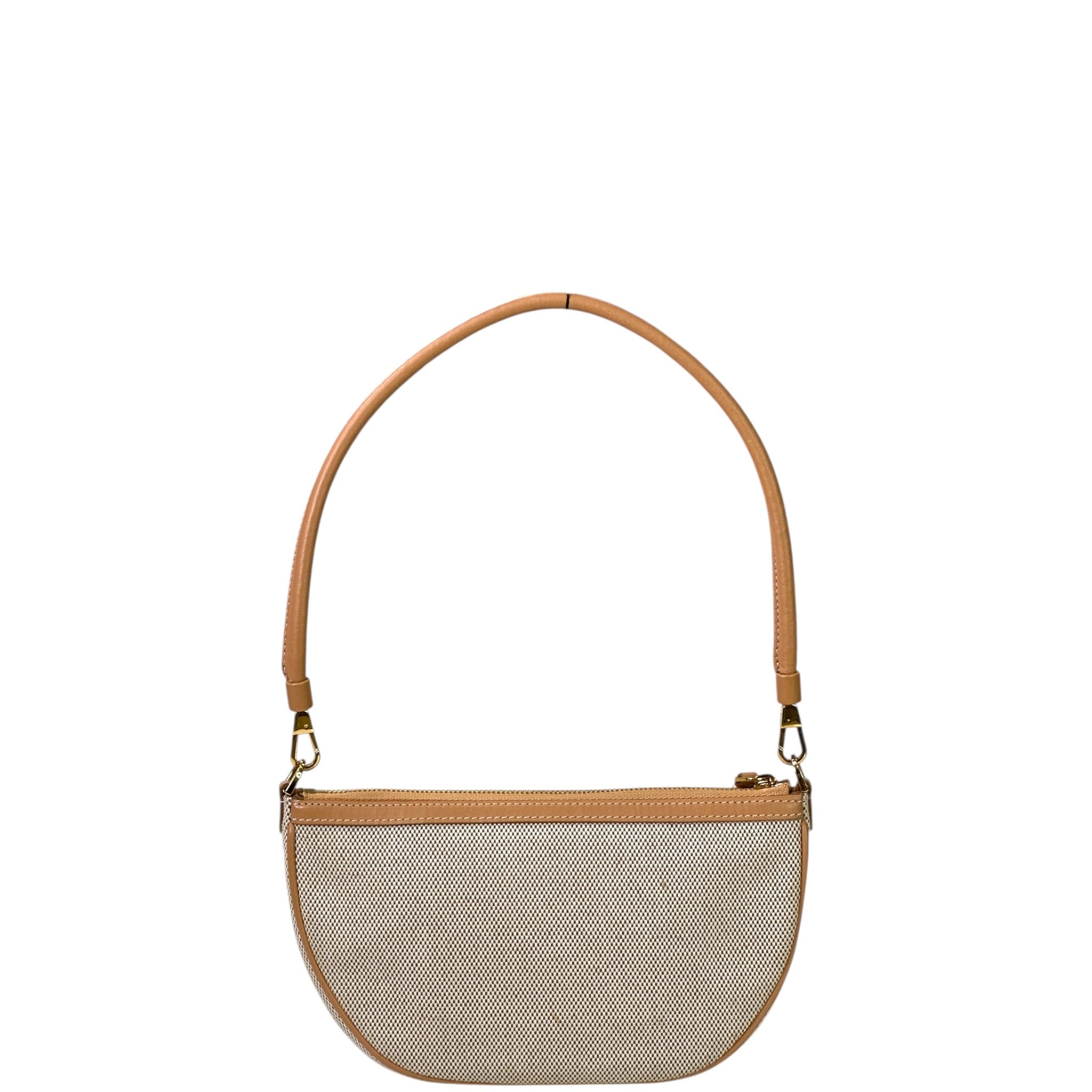 Burberry Olympia Bag Beige/Brown Canvas Leather Trim