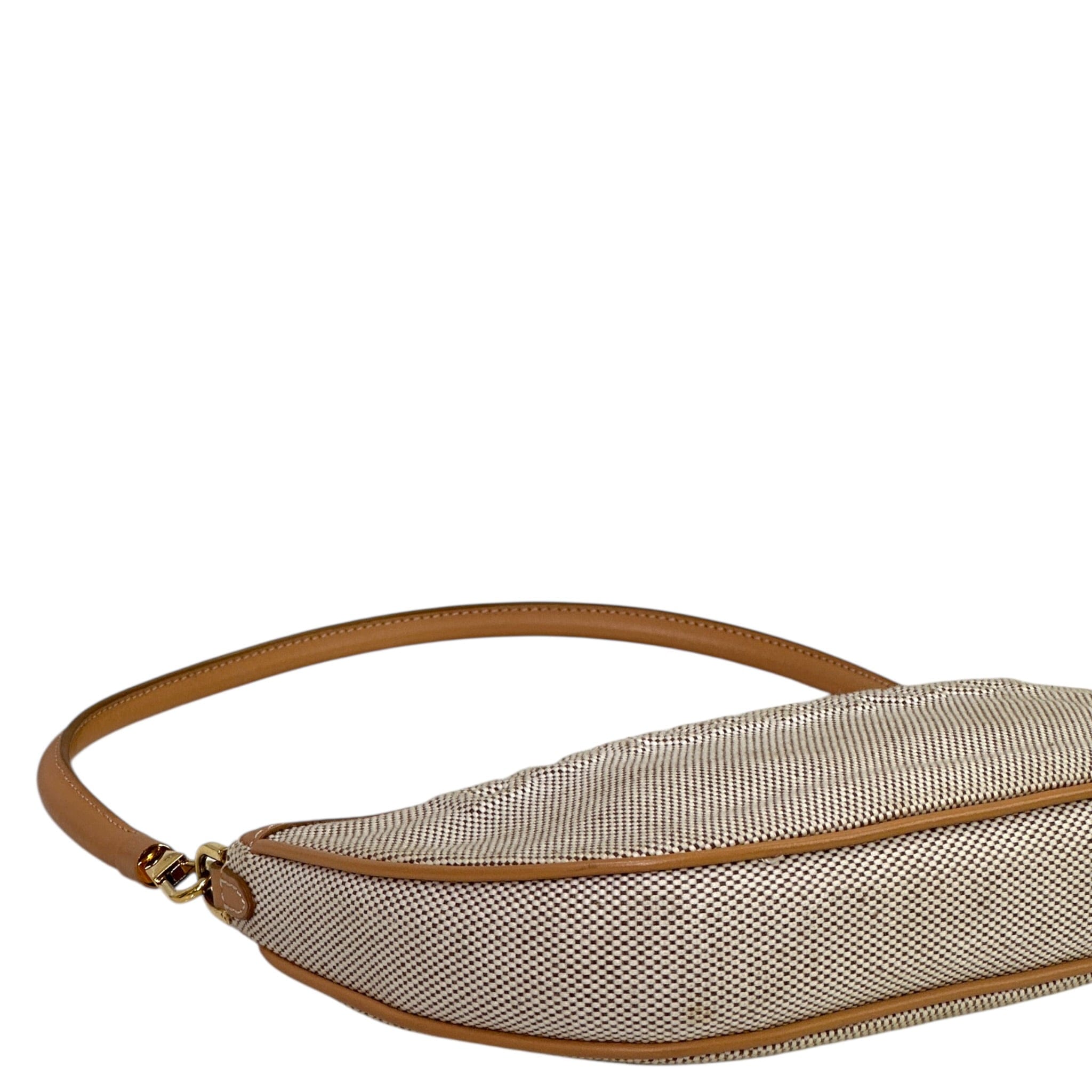 Burberry Olympia Bag Beige/Brown Canvas Leather Trim