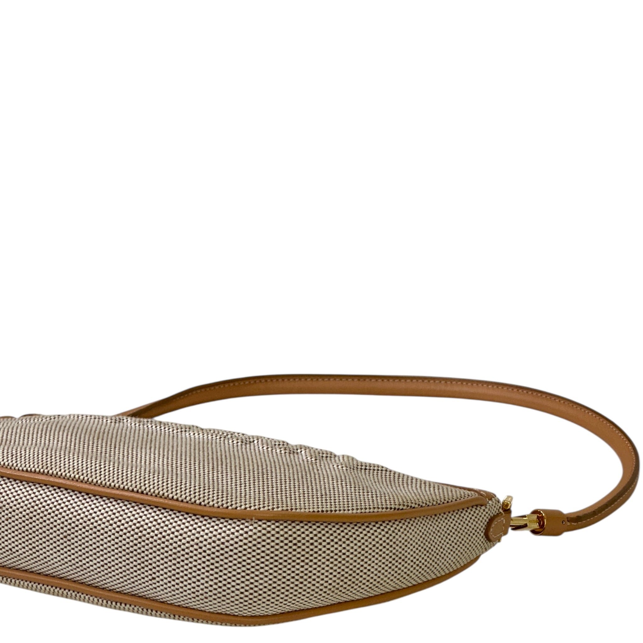 Burberry Olympia Bag Beige/Brown Canvas Leather Trim