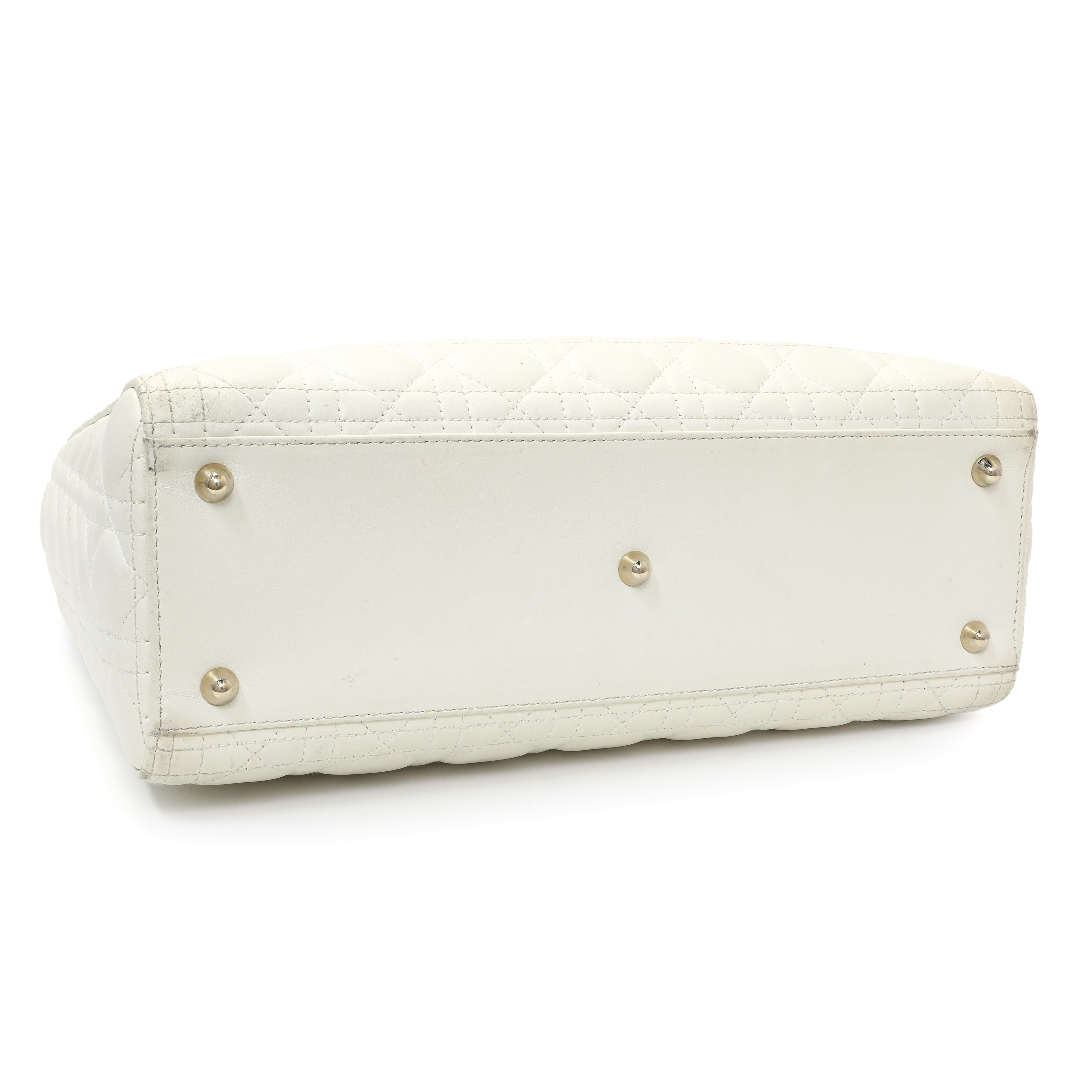 Christian Dior White Lambskin Cannage Large Lady Dior