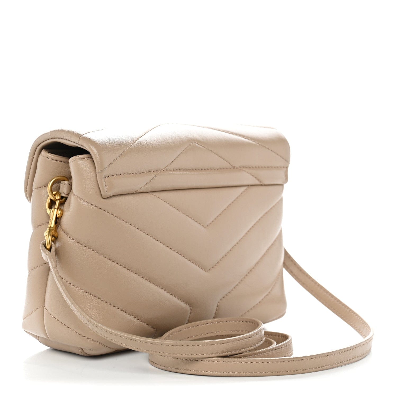 Saint Laurent Calfskin Y Quilted Monogram Toy Loulou Crossbody Bag Dark Beige