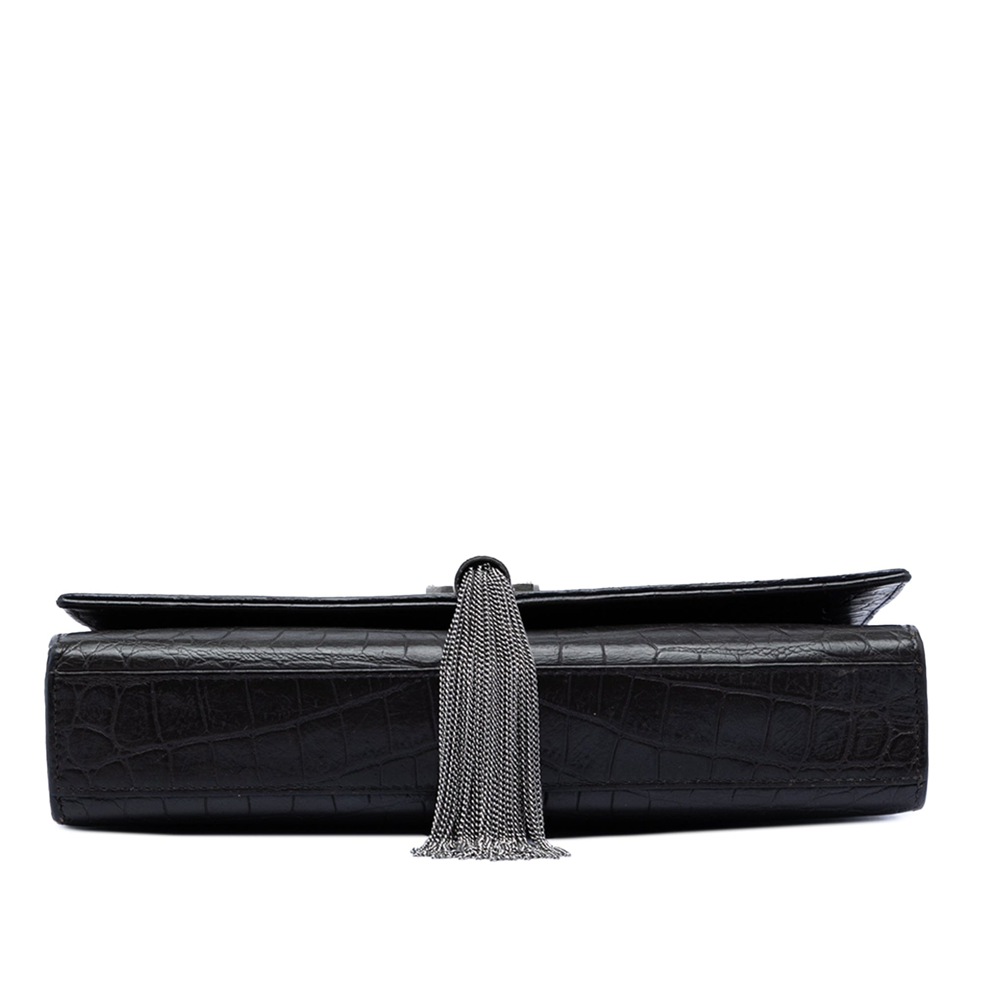 Saint Laurent Medium Croc Embossed Leather Kate Tassel Crossbody