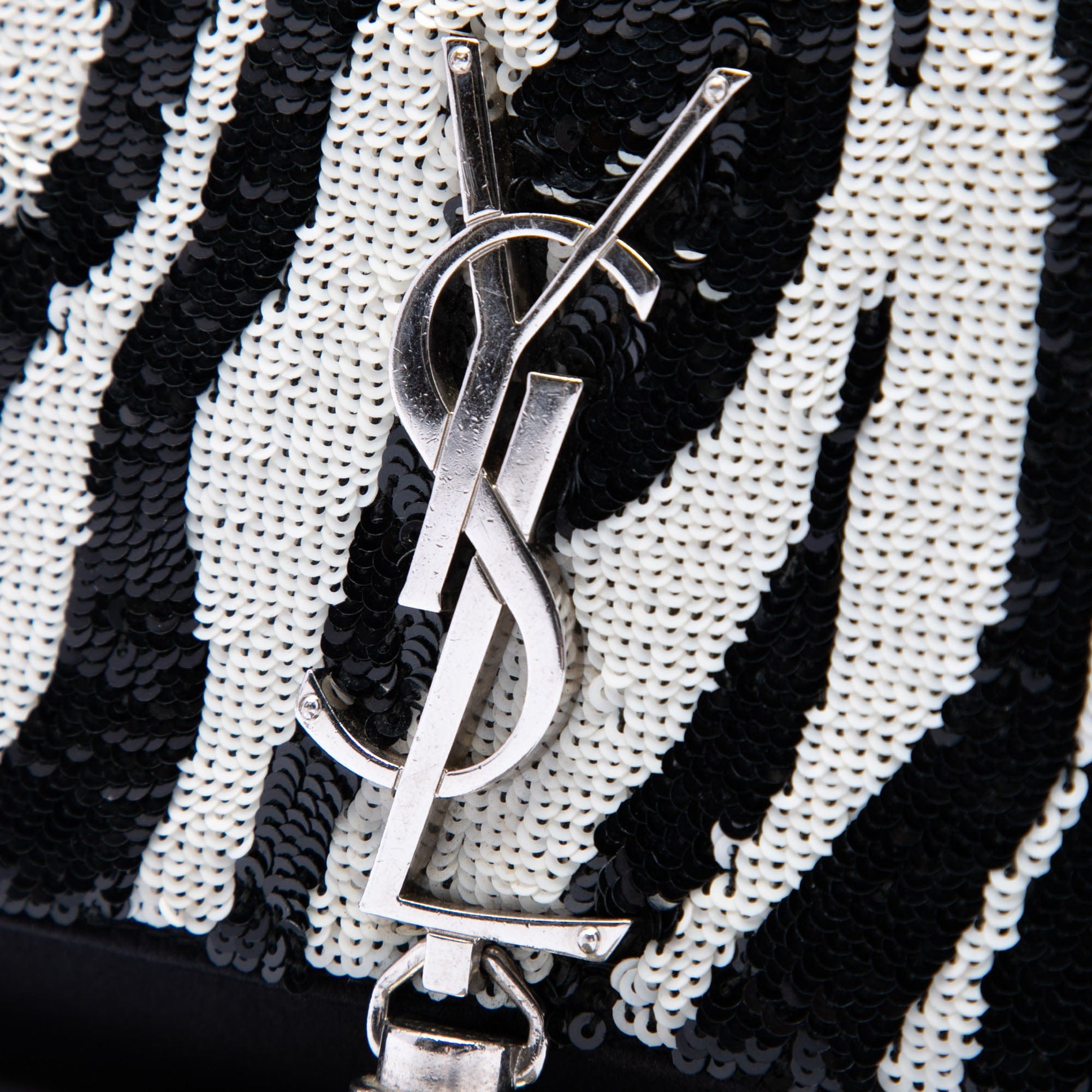 Saint Laurent Small Satin Monogram Kate Zebra Sequin Crossbody