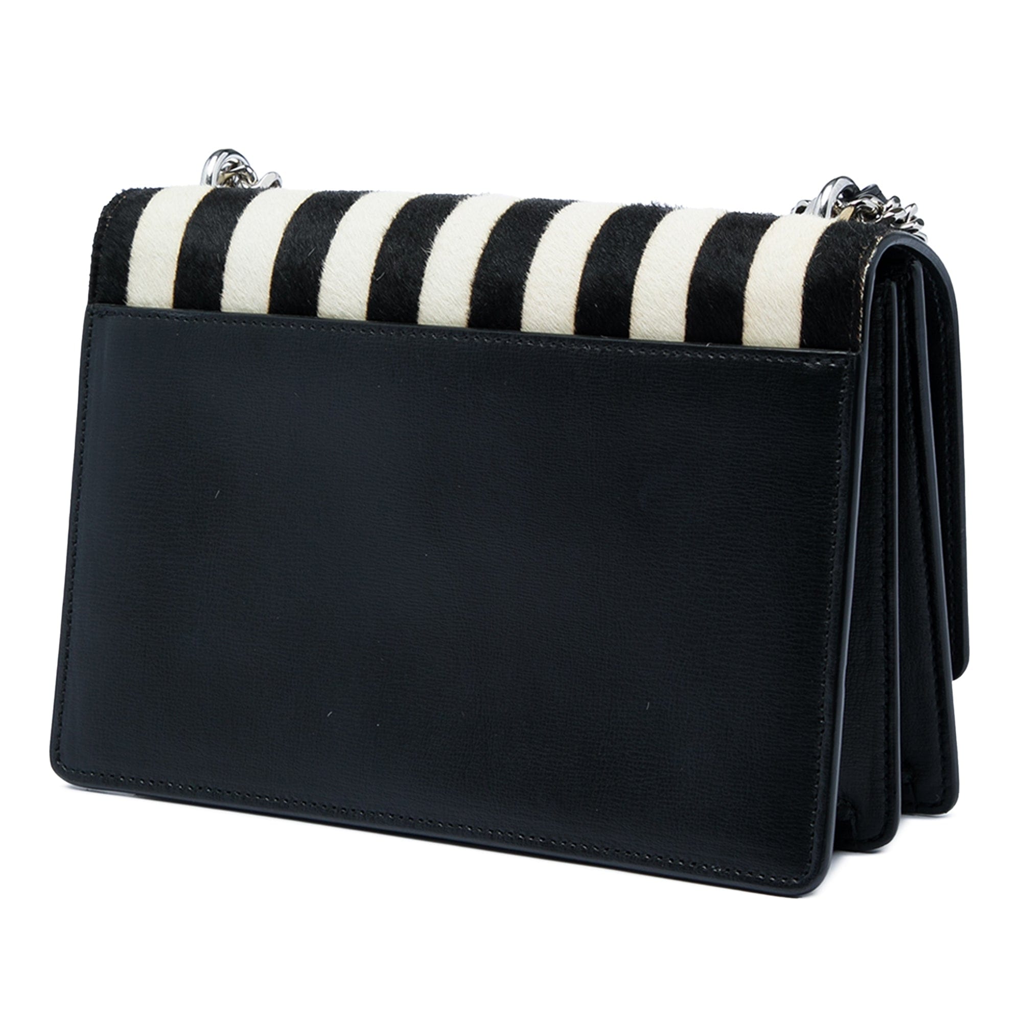 Saint Laurent Medium Striped Ponyhair and Calfskin Monogram Sunset Crossbody