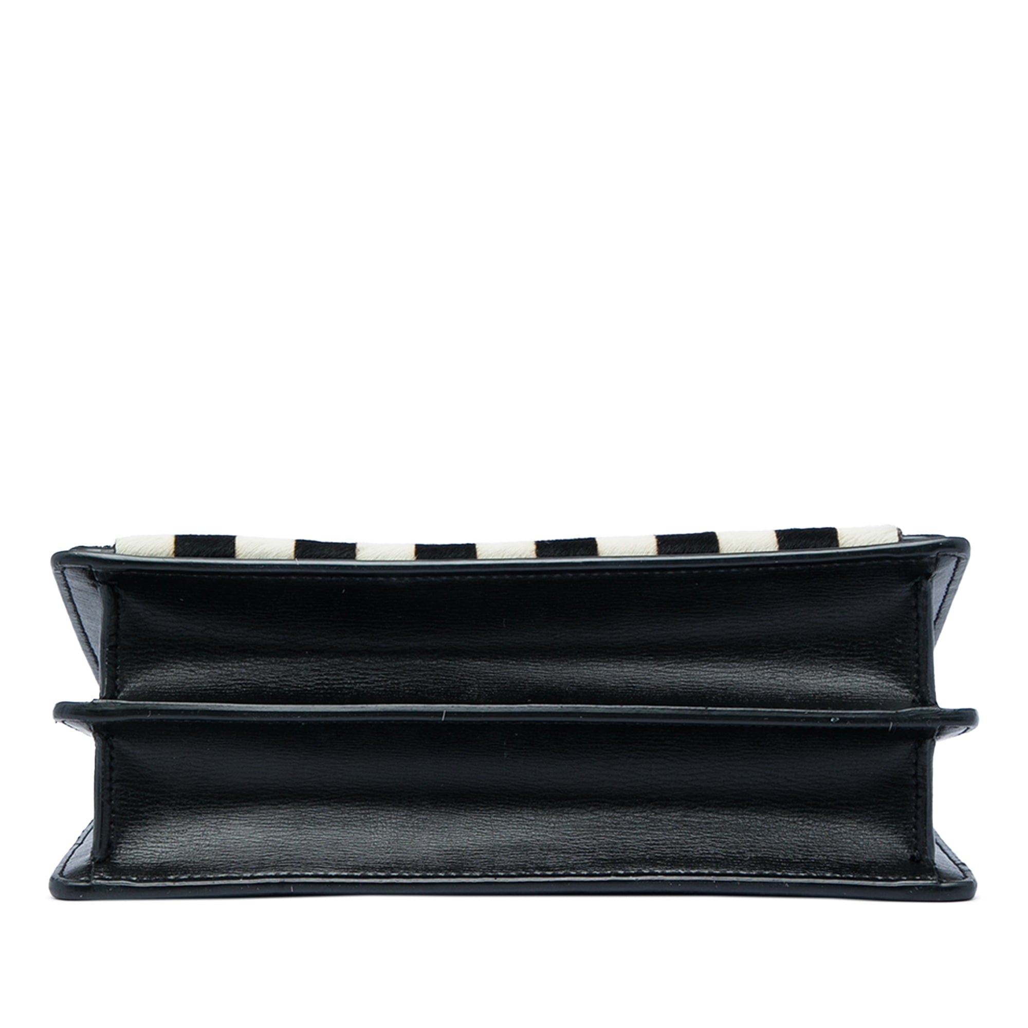 Saint Laurent Medium Striped Ponyhair and Calfskin Monogram Sunset Crossbody